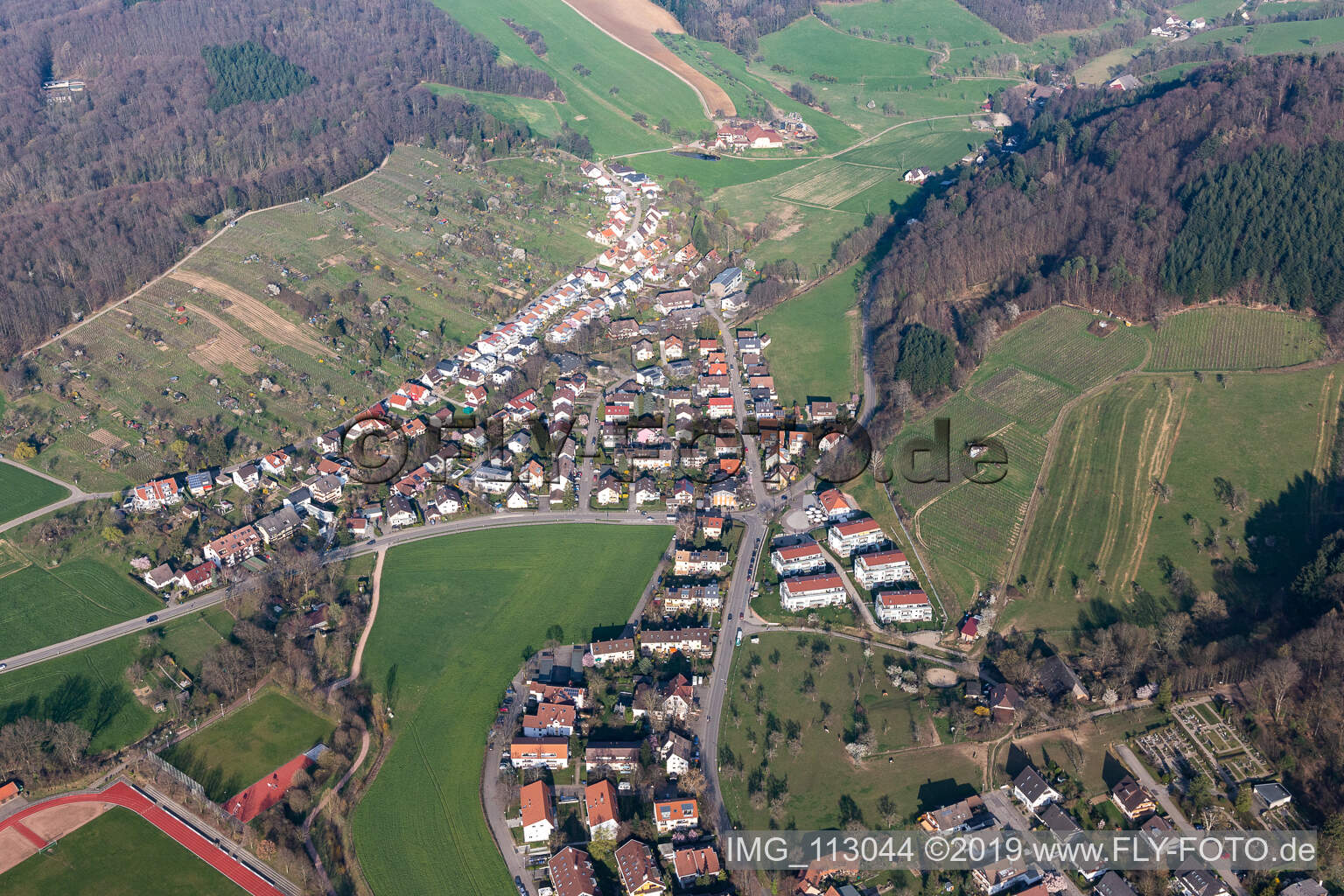 Siedlungsgebiet und Infrastruktur Wildtal in Gundelfingen im Bundesland Baden-Württemberg, Deutschland