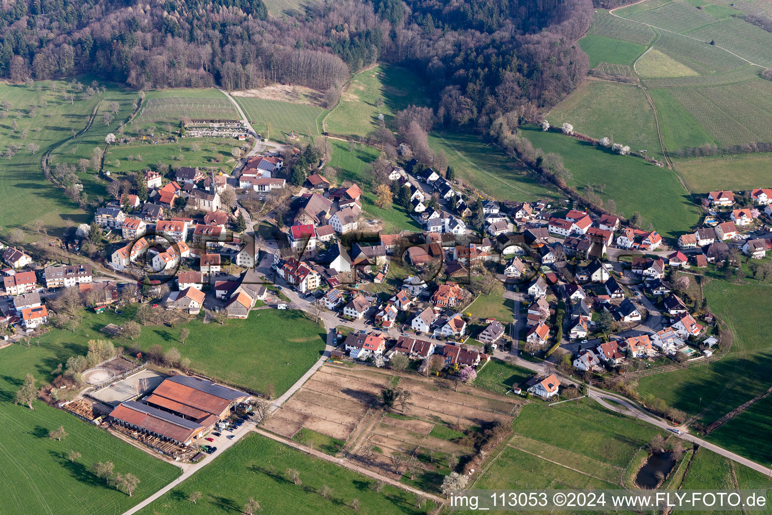 Luftbild von Ortsteil Vorderheuweiler in Heuweiler im Bundesland Baden-Württemberg, Deutschland