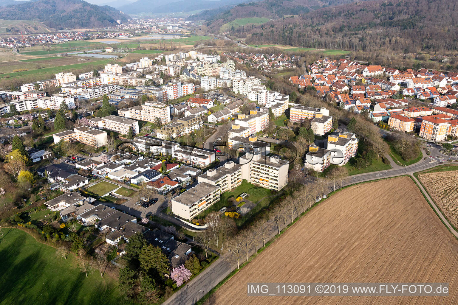 Luftaufnahme von Denzlingen im Bundesland Baden-Württemberg, Deutschland