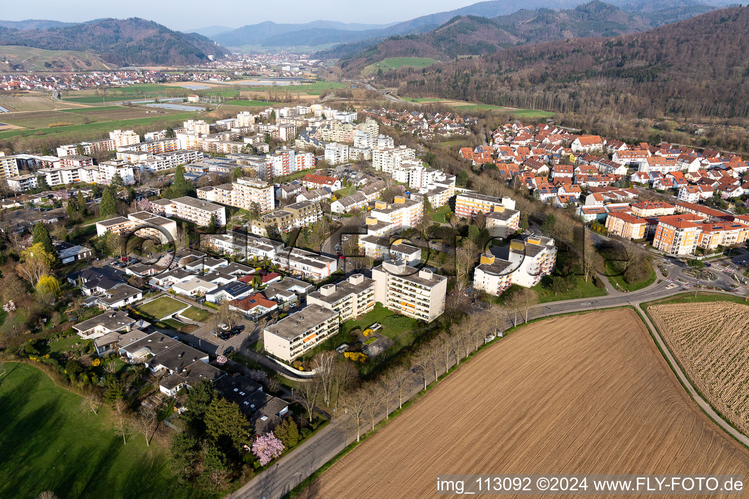 Siedlungsgebiet und Infrastruktur in Denzlingen im Bundesland Baden-Württemberg, Deutschland