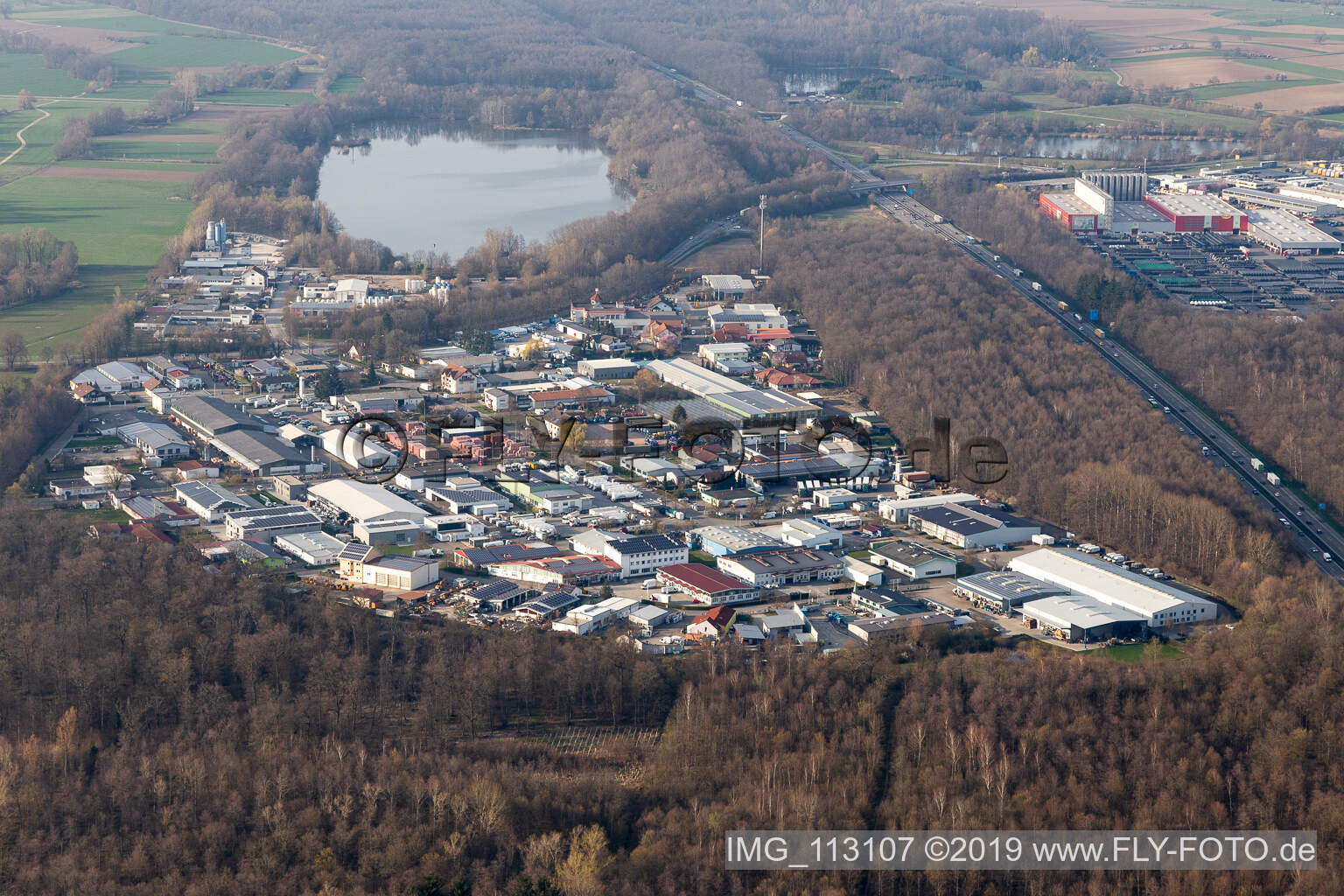 Gewerbegebiet in Teningen im Bundesland Baden-Württemberg, Deutschland
