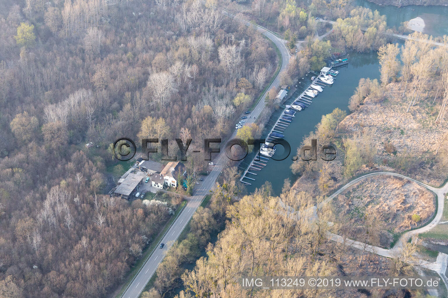Luftbild von Rheinschänke in Leimersheim im Bundesland Rheinland-Pfalz, Deutschland