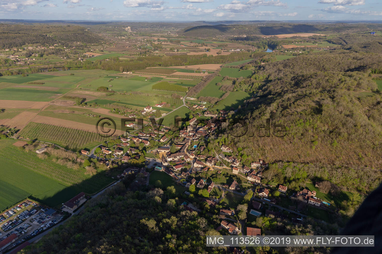 Luftbild von Allas-les-Mines im Bundesland Dordogne, Frankreich