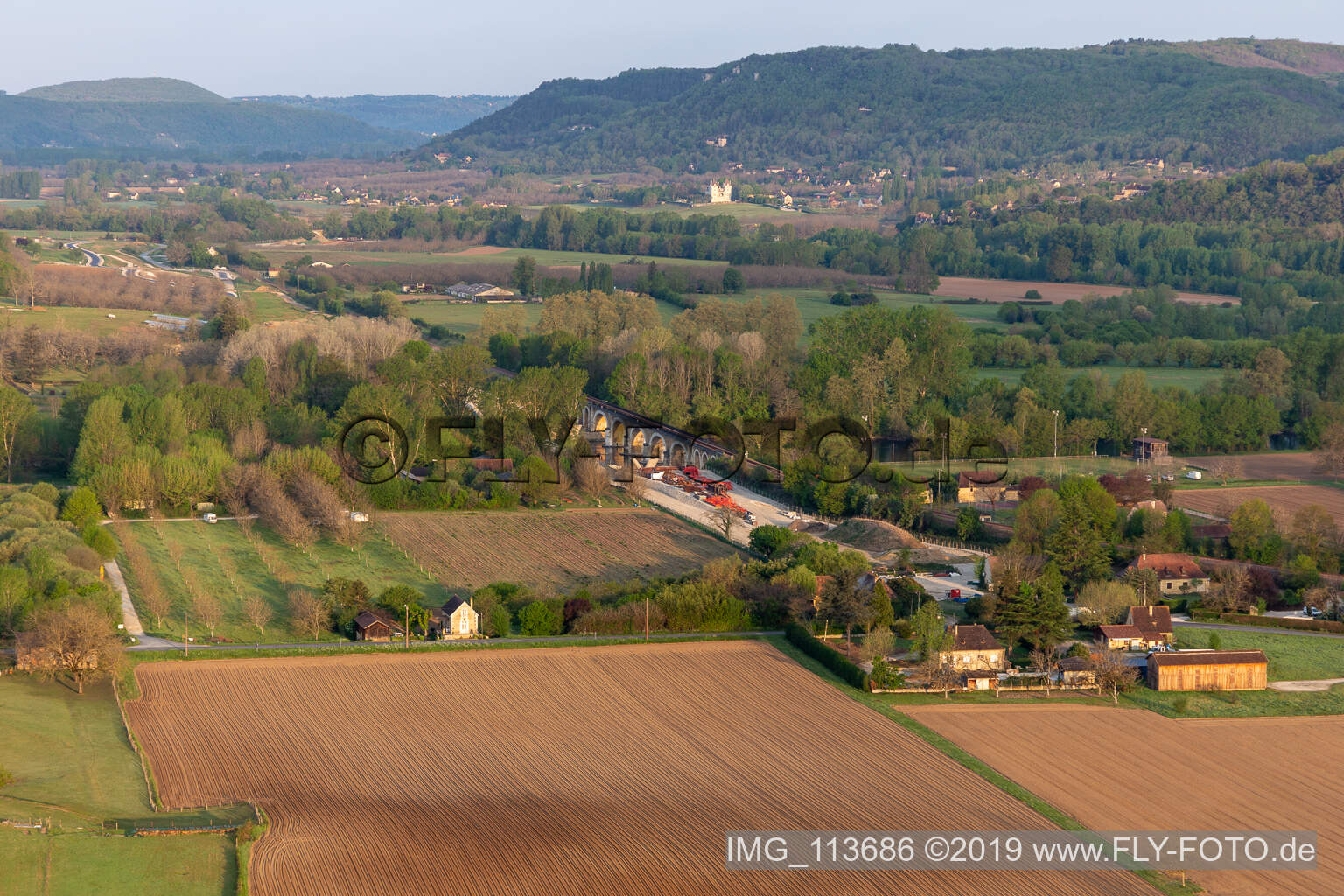 Luftbild von Vézac im Bundesland Dordogne, Frankreich