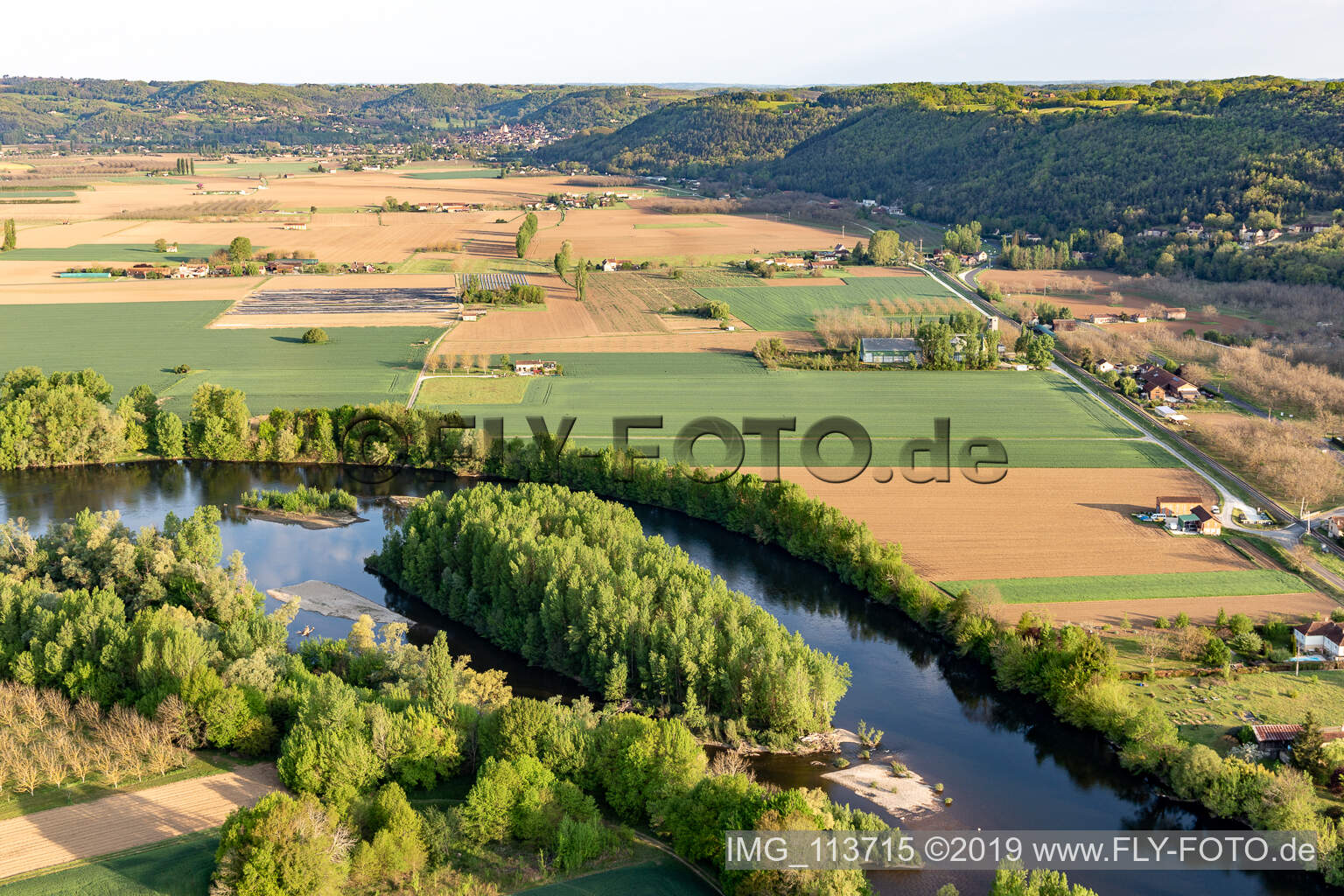Luftaufnahme von Allas-les-Mines im Bundesland Dordogne, Frankreich