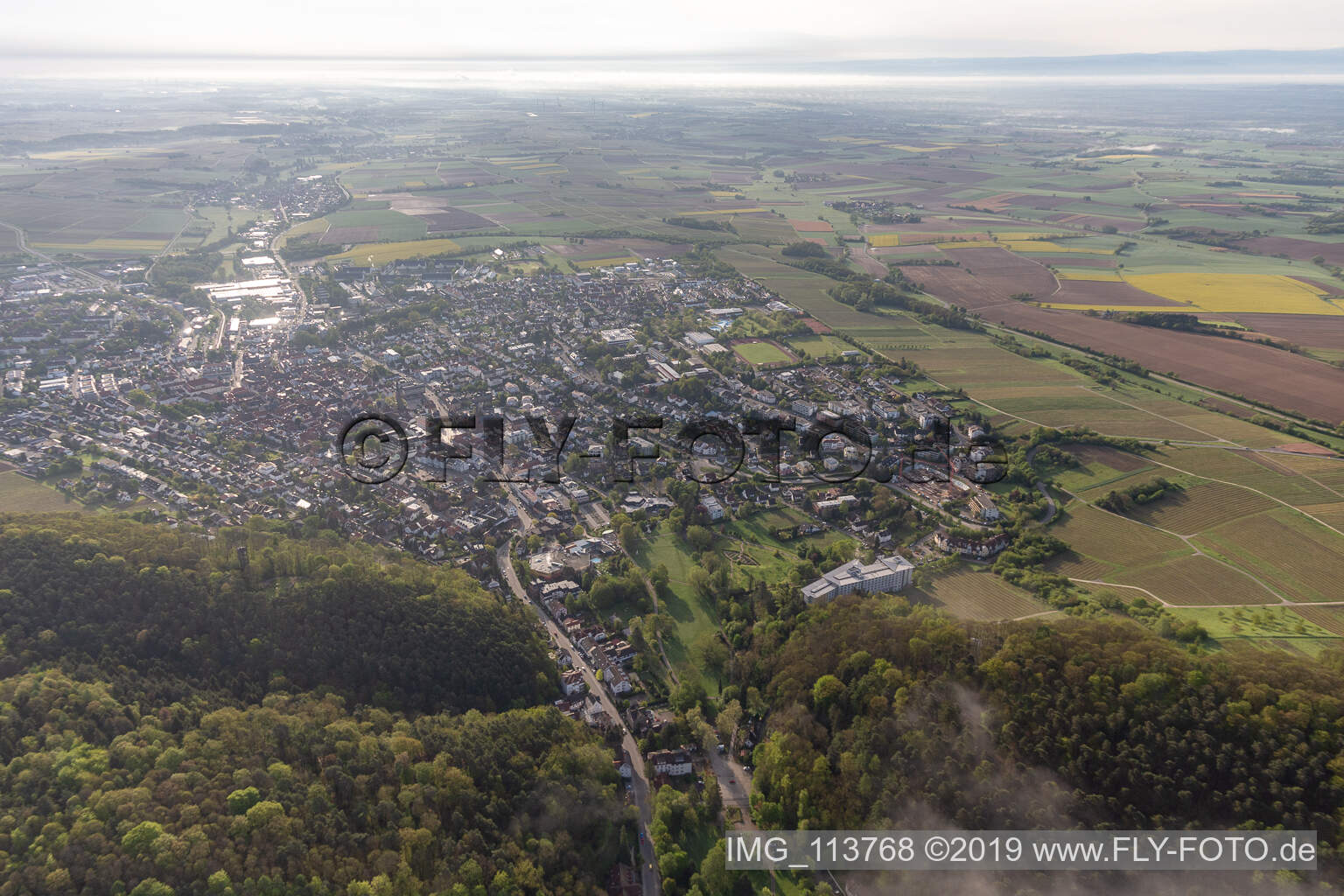 Bad Bergzabern im Bundesland Rheinland-Pfalz, Deutschland aus der Drohnenperspektive