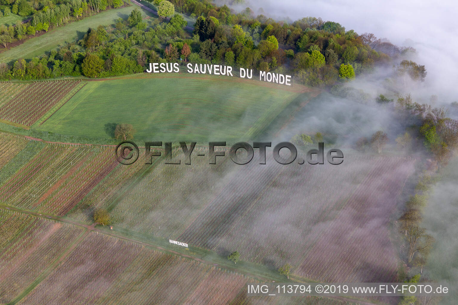 Luftaufnahme von Jesus Saveur du Monde, Hannesacker in Rott im Bundesland Bas-Rhin, Frankreich
