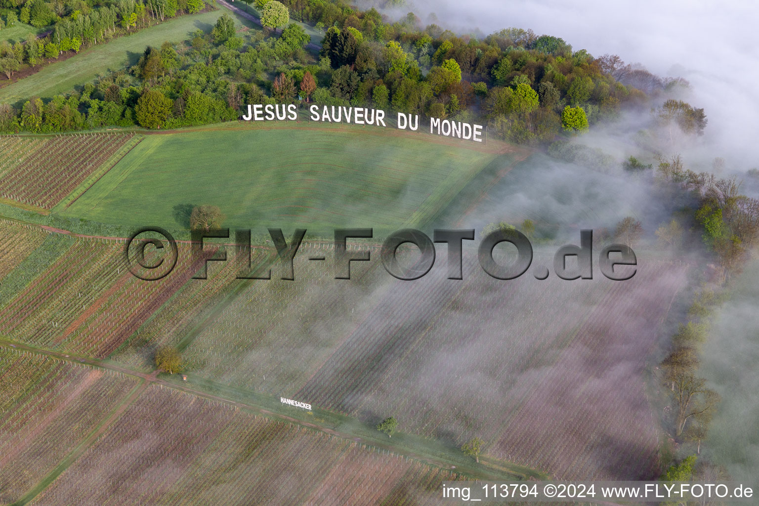 Luftaufnahme von Jesus Saveur du Monde, Hannesacker in Rott im Bundesland Bas-Rhin, Frankreich