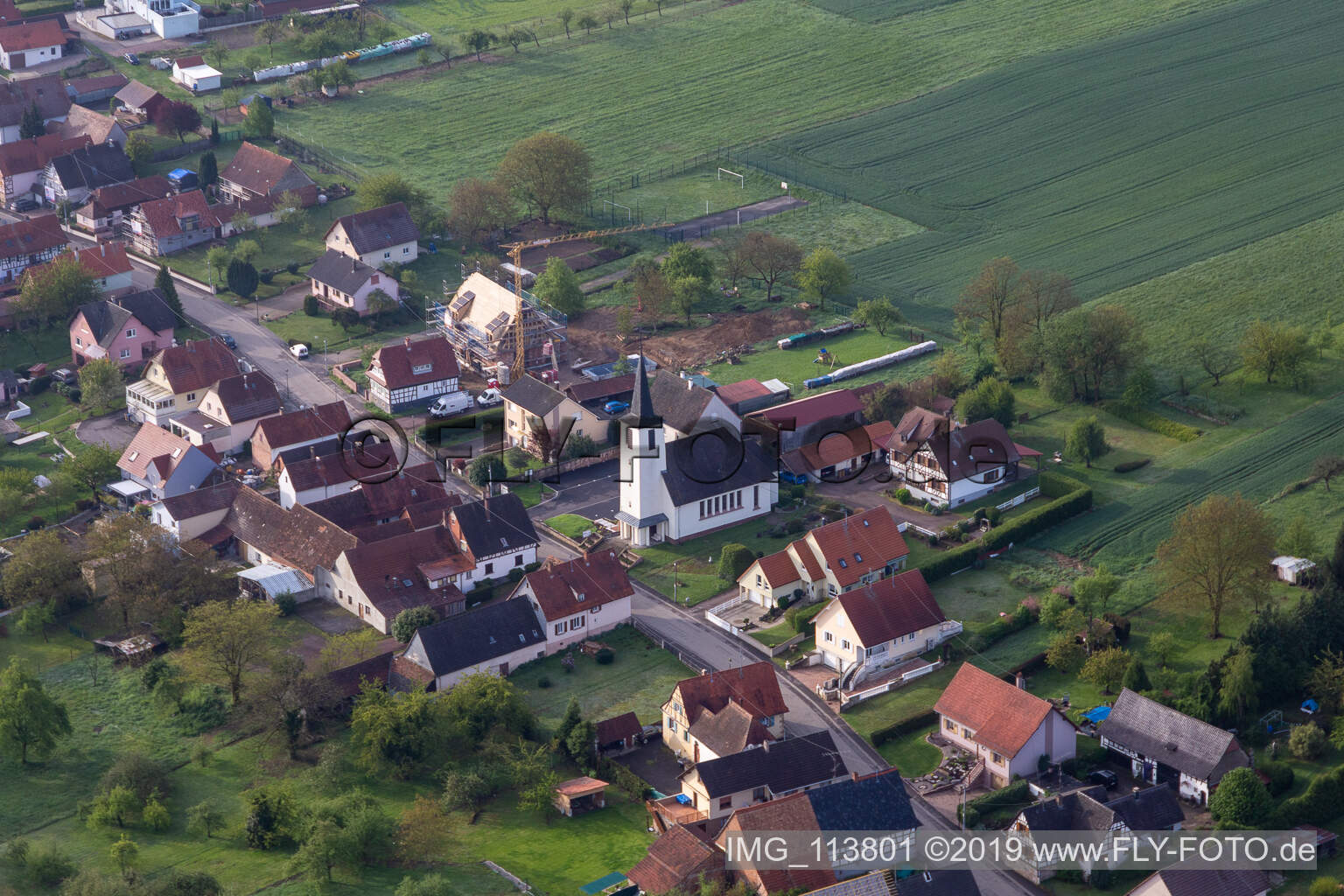 Luftaufnahme von Bremmelbach im Bundesland Bas-Rhin, Frankreich