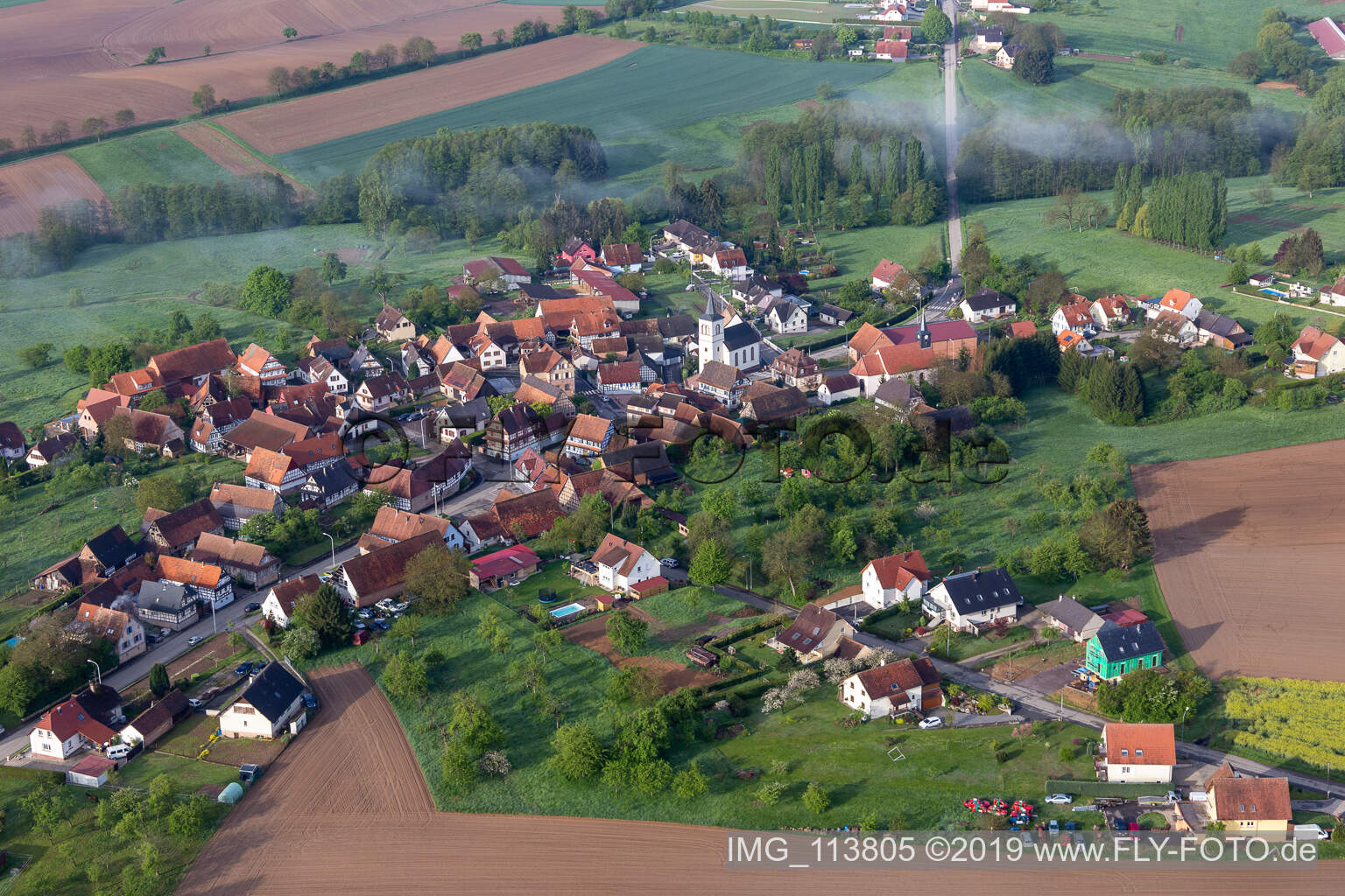 Luftaufnahme von Keffenach im Bundesland Bas-Rhin, Frankreich