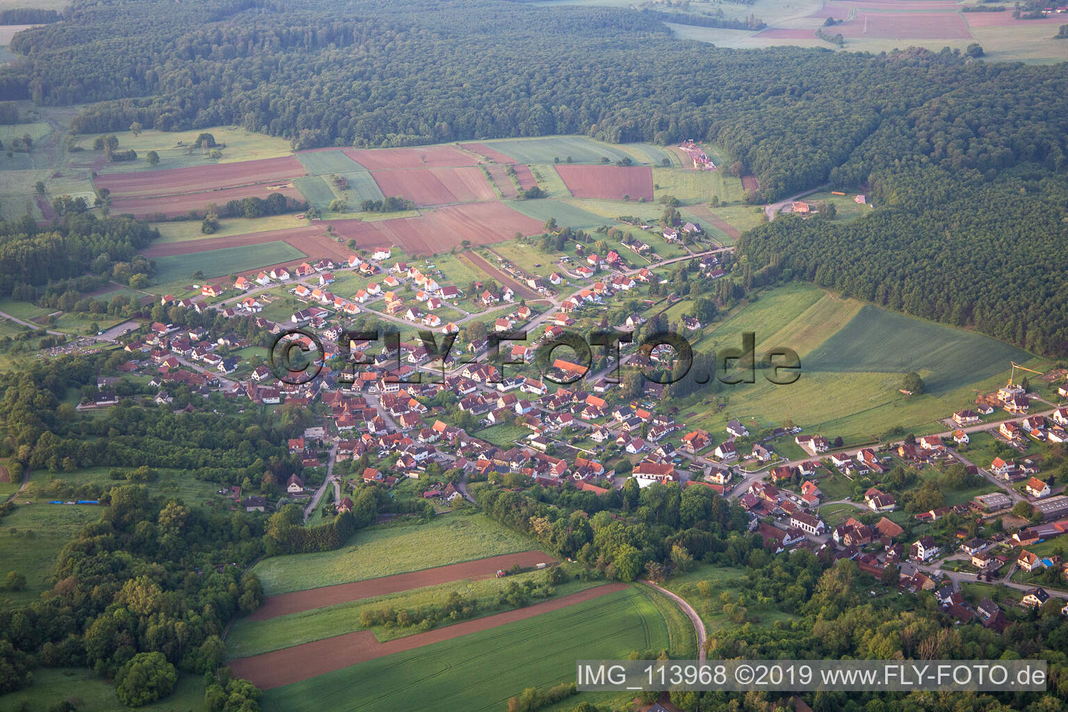 Lobsann im Bundesland Bas-Rhin, Frankreich aus der Vogelperspektive