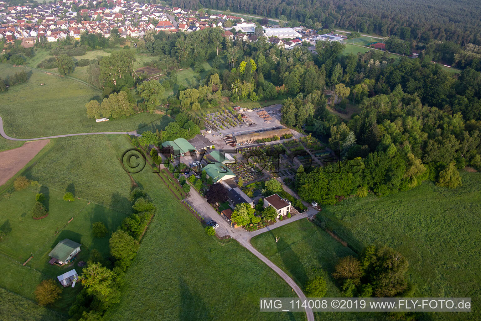 Bienwald Baumschule / Greentec in Berg im Bundesland Rheinland-Pfalz, Deutschland aus der Luft
