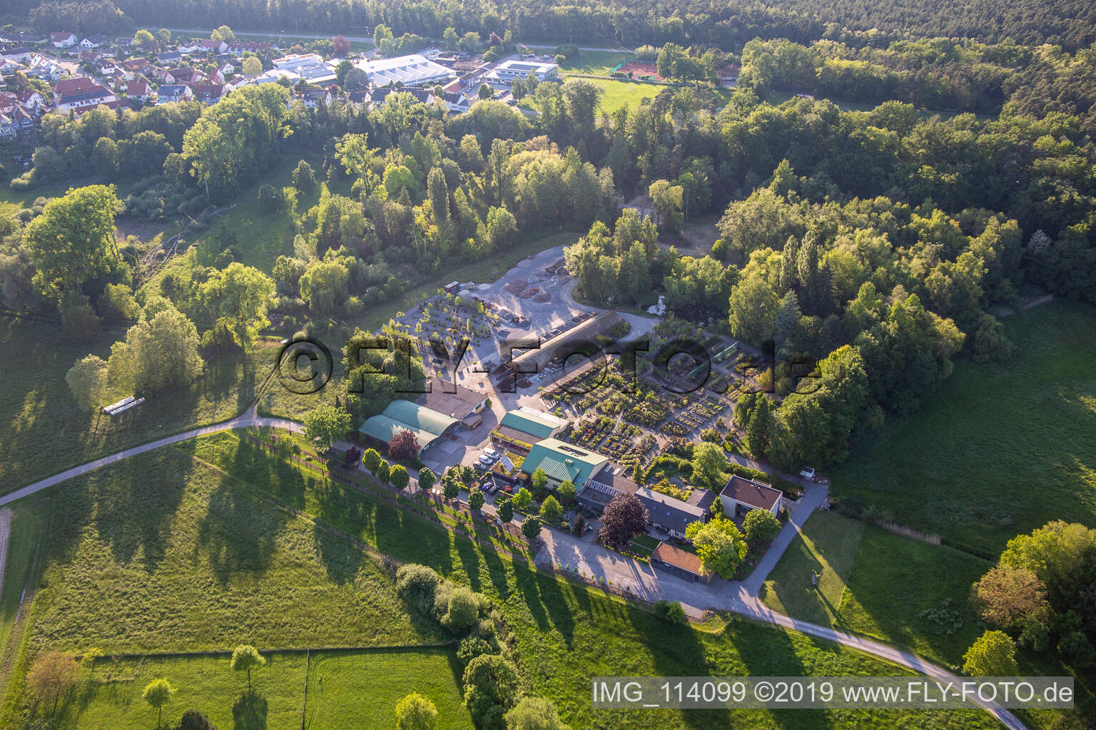 Bienwald Baumschule / Greentec in Berg im Bundesland Rheinland-Pfalz, Deutschland aus der Drohnenperspektive