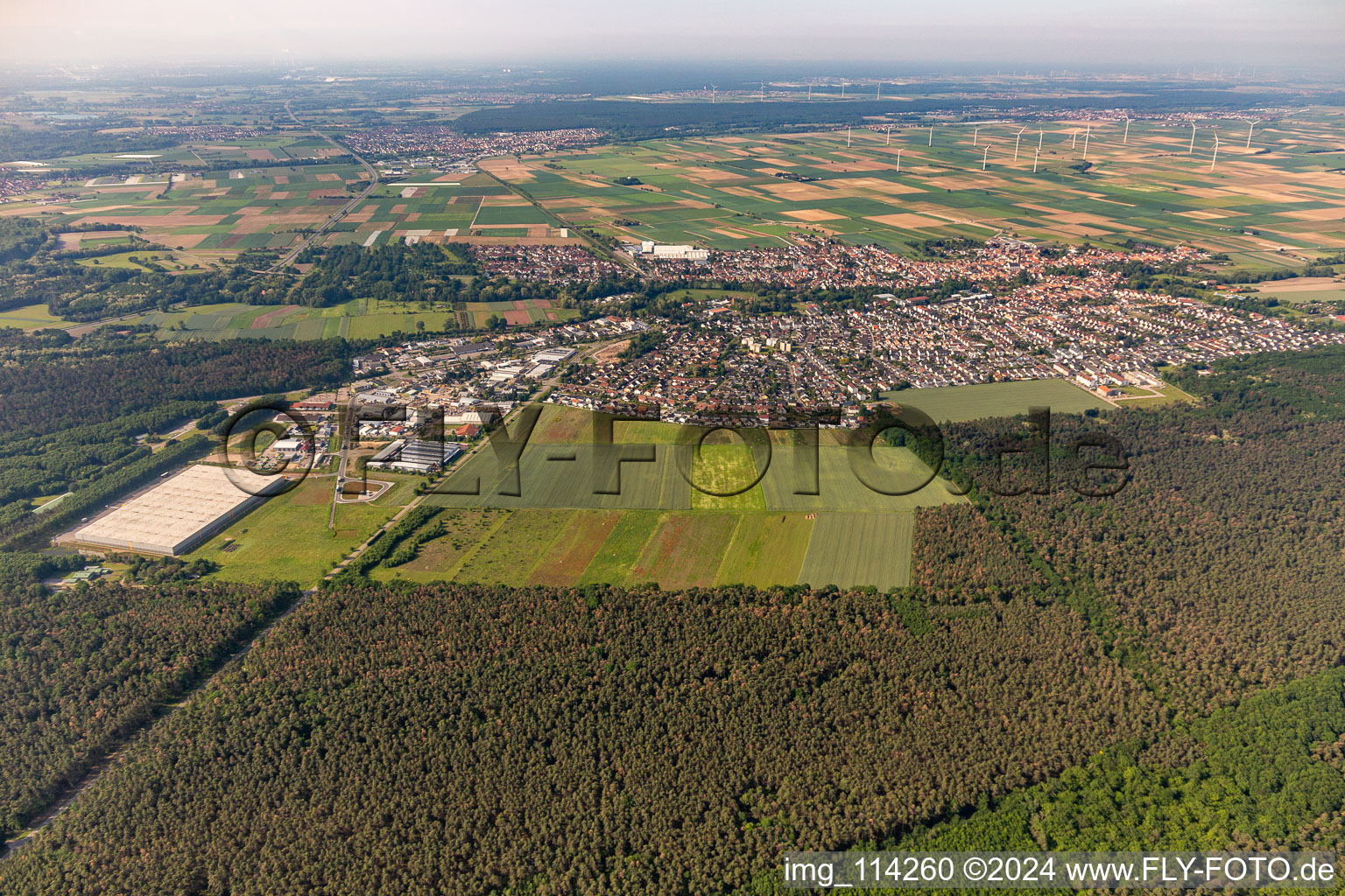 Bellheim im Bundesland Rheinland-Pfalz, Deutschland aus der Luft betrachtet