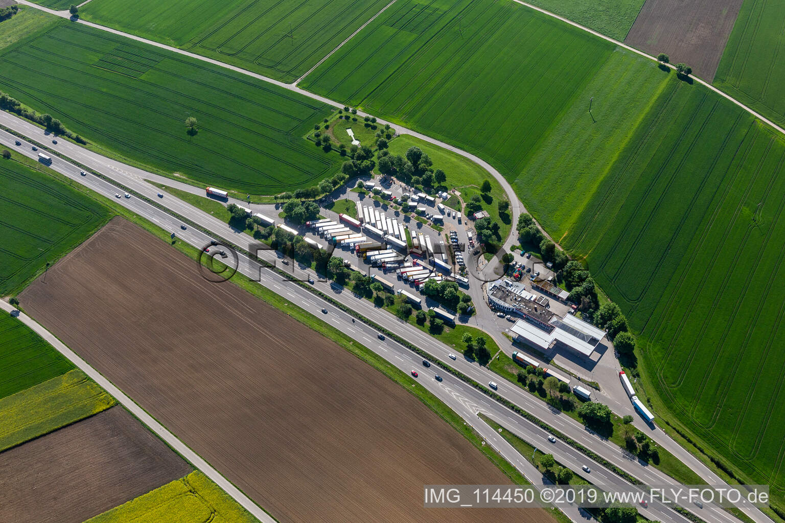 Luftbild von A81 Raststätte Neckarburg West in Dietingen im Bundesland Baden-Württemberg, Deutschland