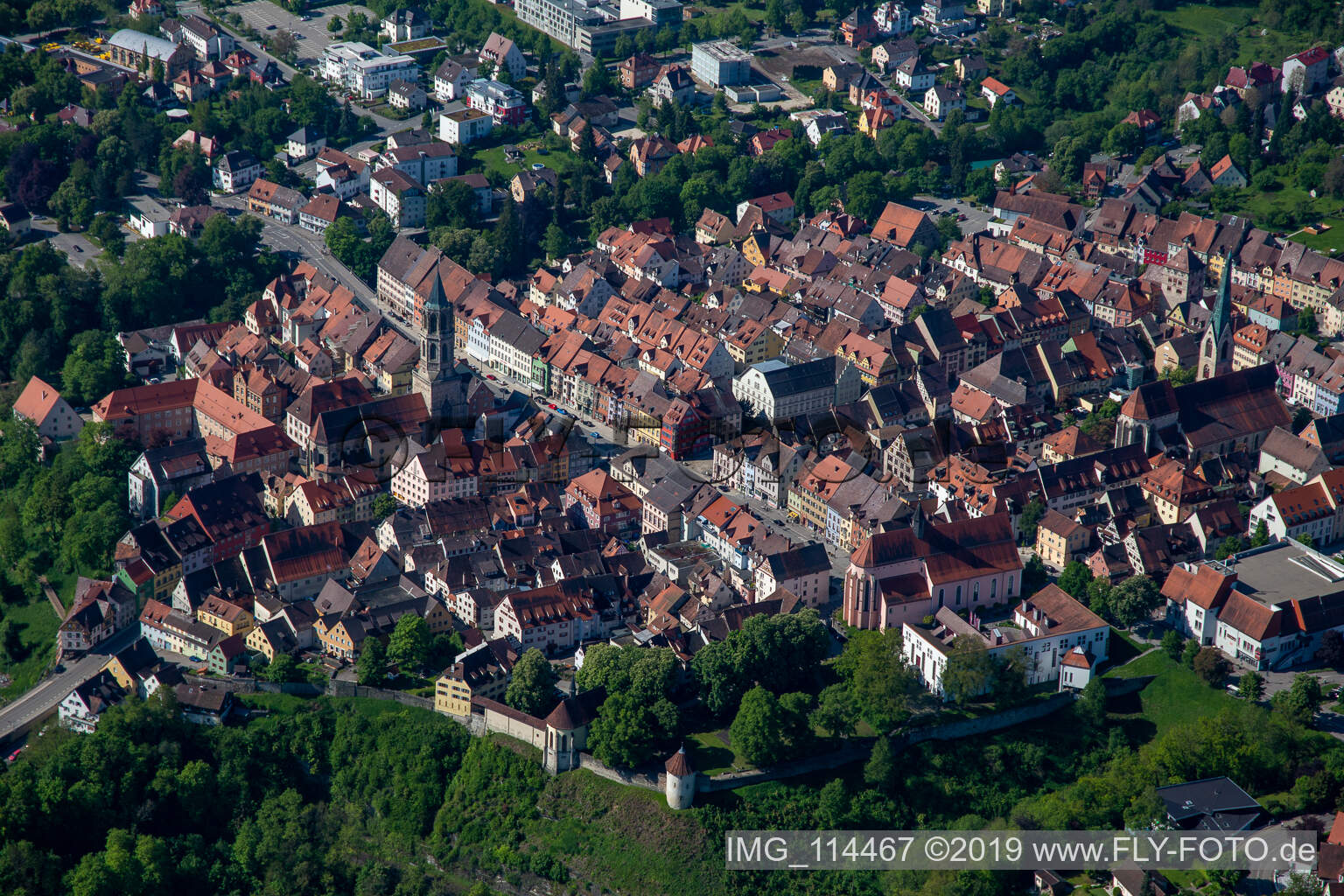 Luftbild von Altstadt in Rottweil im Bundesland Baden-Württemberg, Deutschland