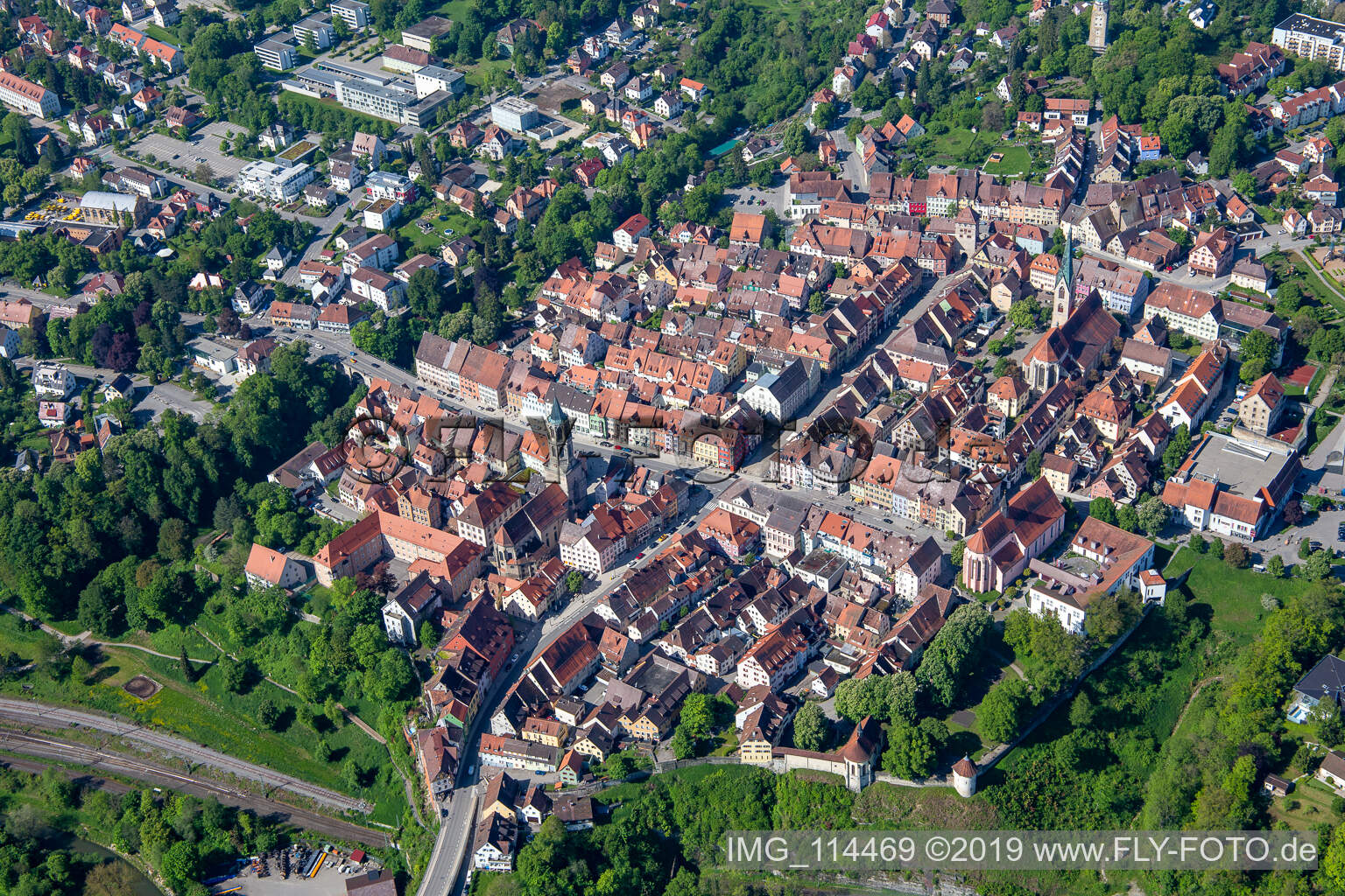 Luftaufnahme von Altstadt in Rottweil im Bundesland Baden-Württemberg, Deutschland
