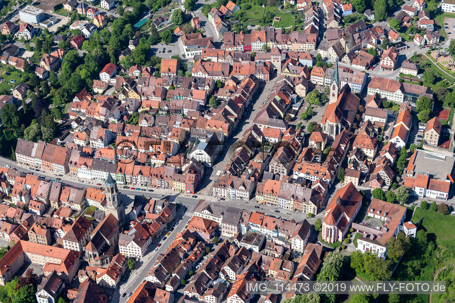 Altstadt in Rottweil im Bundesland Baden-Württemberg, Deutschland von oben