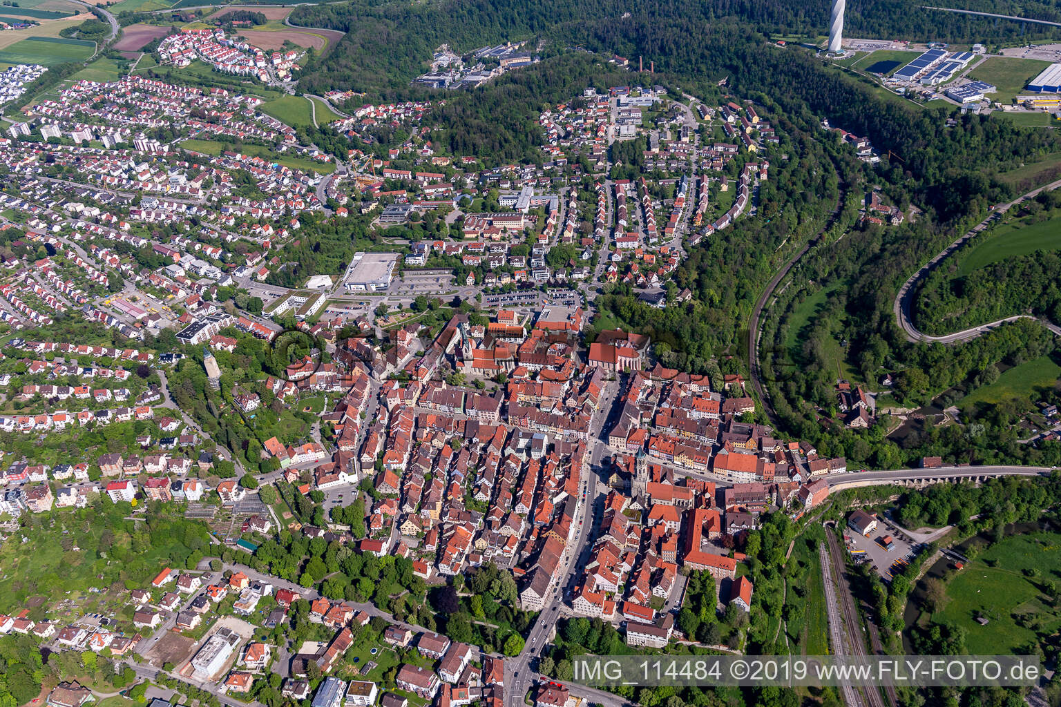 Altstadt in Rottweil im Bundesland Baden-Württemberg, Deutschland aus der Luft