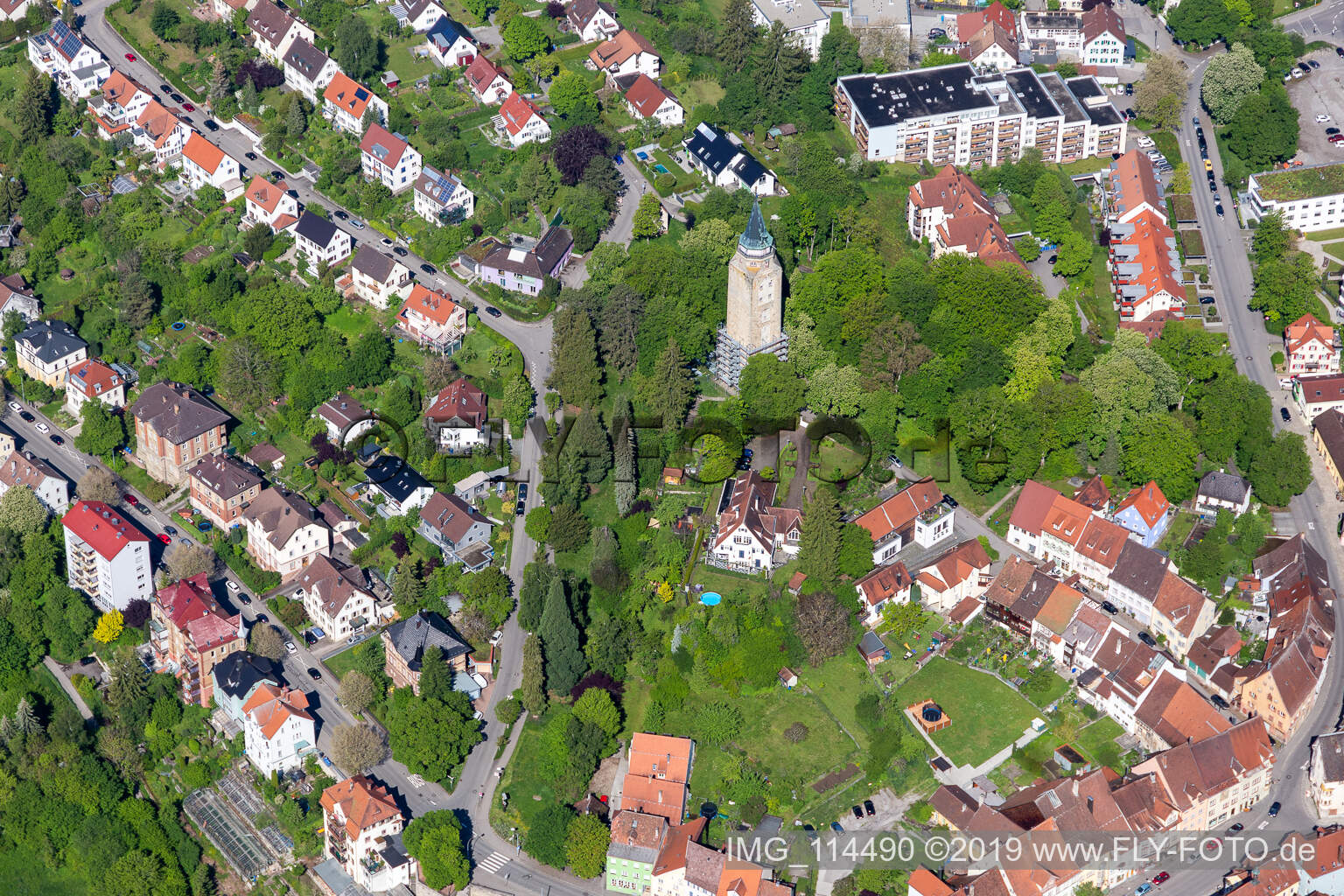 Luftbild von Hochturm in Rottweil im Bundesland Baden-Württemberg, Deutschland