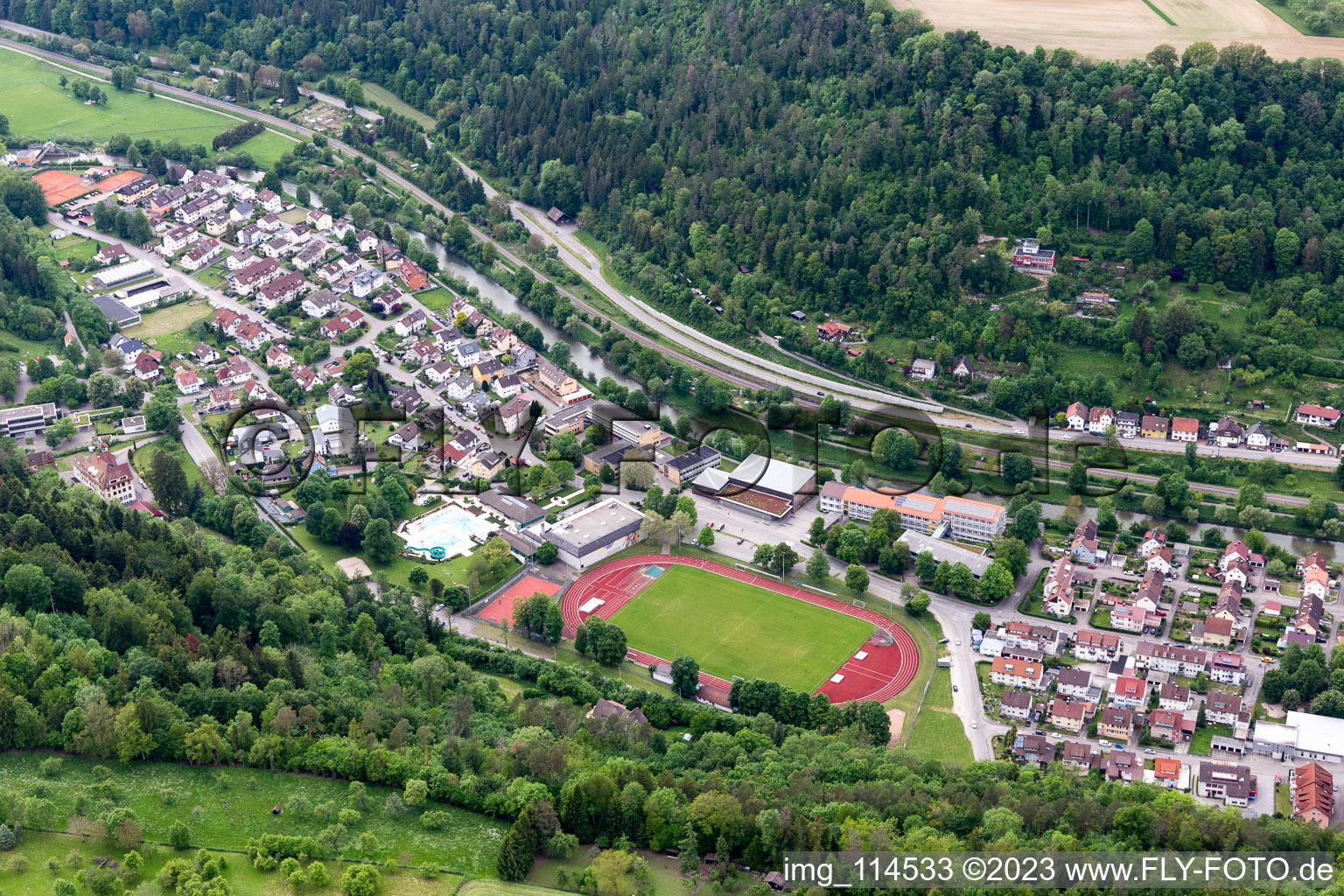 Albeck-Stadion und Sololei Freizeitbad in Sulz am Neckar im Bundesland Baden-Württemberg, Deutschland