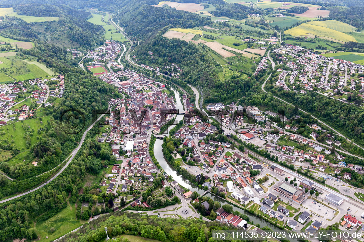 Luftaufnahme von Sulz am Neckar im Bundesland Baden-Württemberg, Deutschland