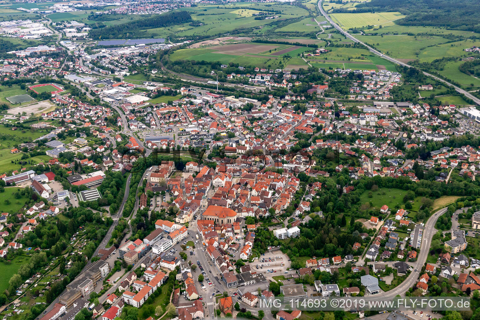 Luftbild von Hechingen im Bundesland Baden-Württemberg, Deutschland