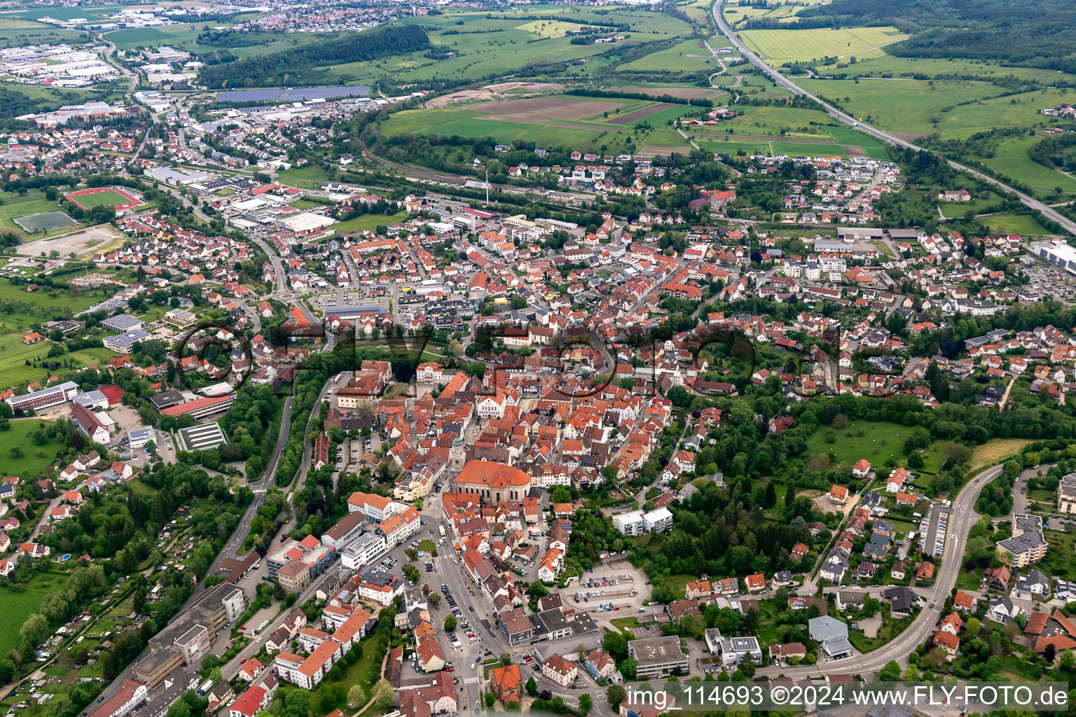 Luftaufnahme von Hechingen im Bundesland Baden-Württemberg, Deutschland