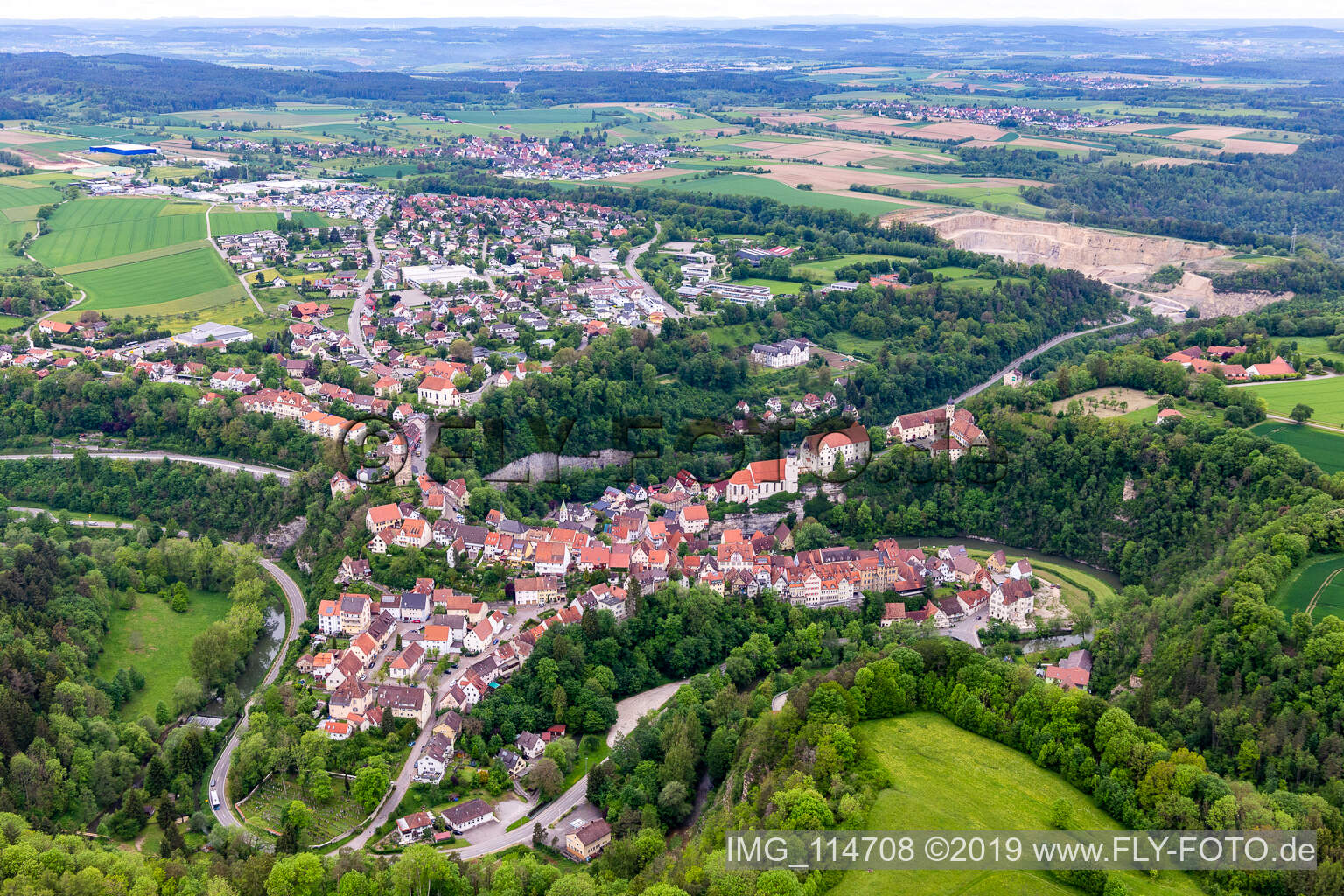Luftbild von Haigerloch im Bundesland Baden-Württemberg, Deutschland