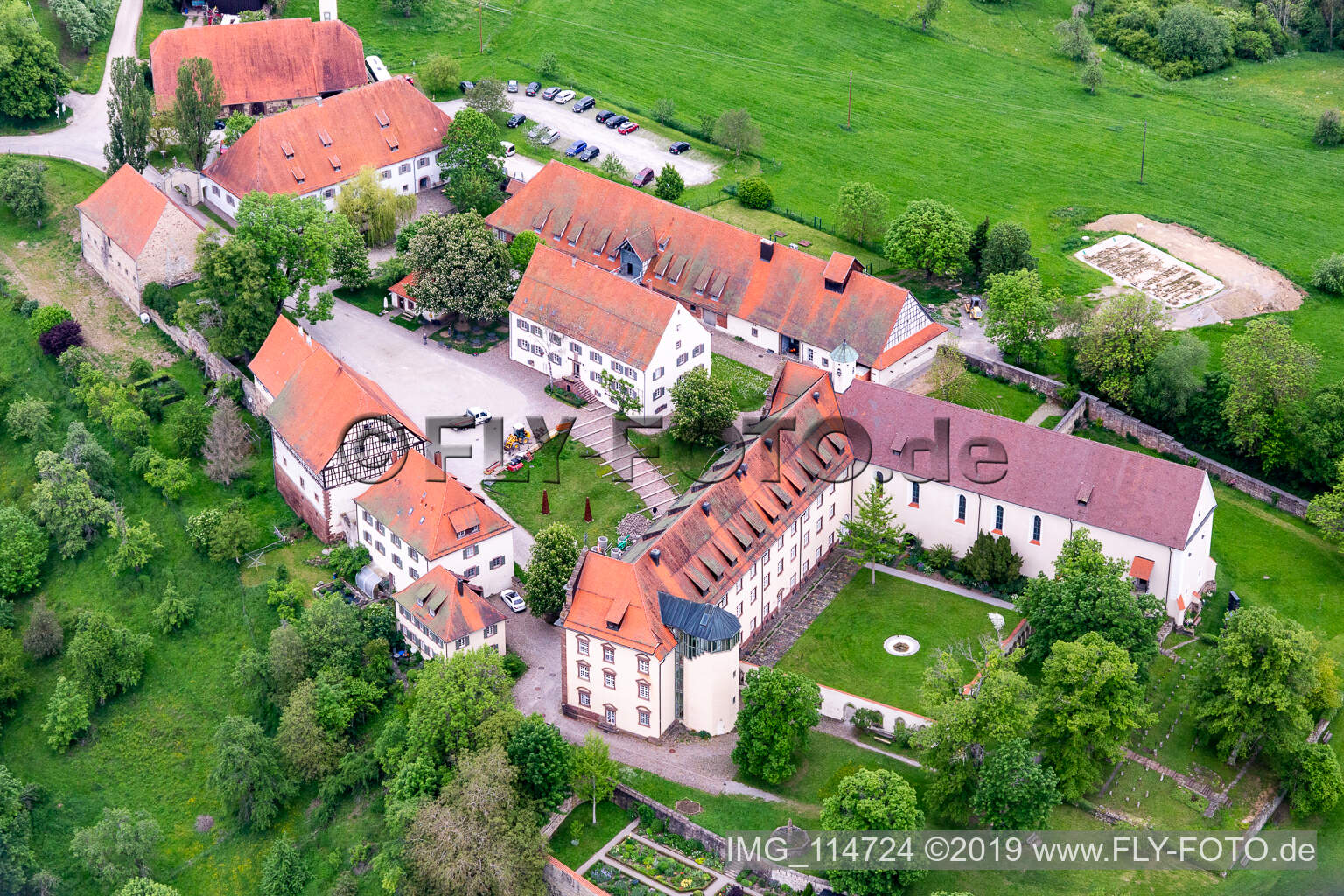 Kloster Kirchberg (Berneuchener Haus) in Sulz am Neckar im Bundesland Baden-Württemberg, Deutschland von oben