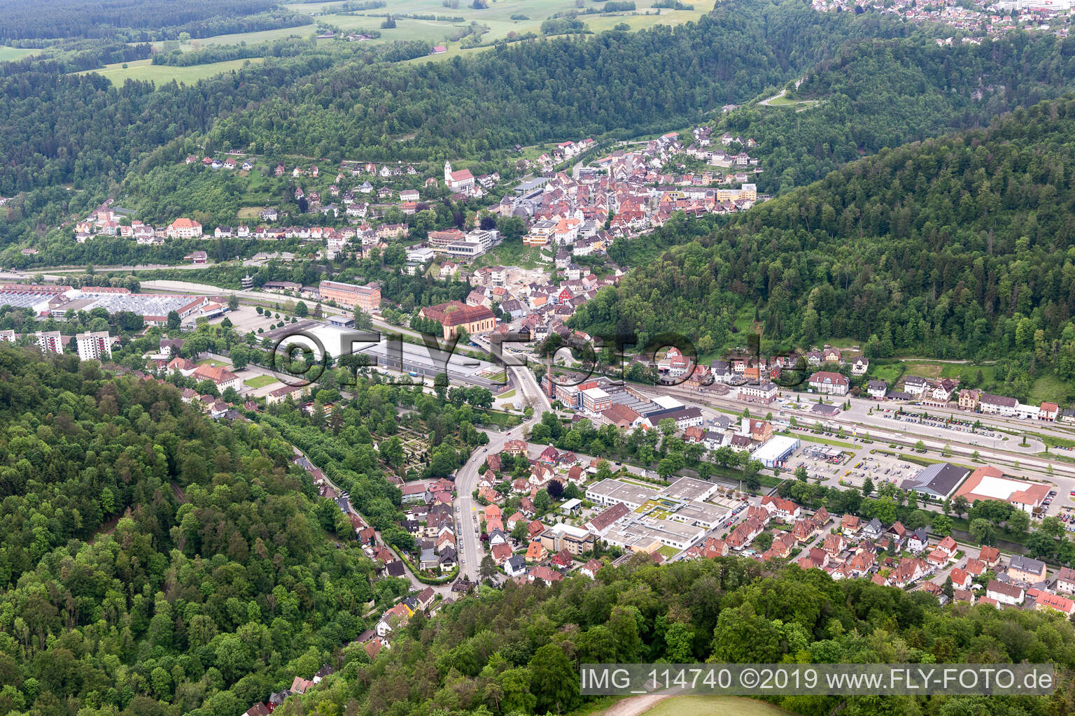 Oberndorf am Neckar im Bundesland Baden-Württemberg, Deutschland aus der Luft betrachtet