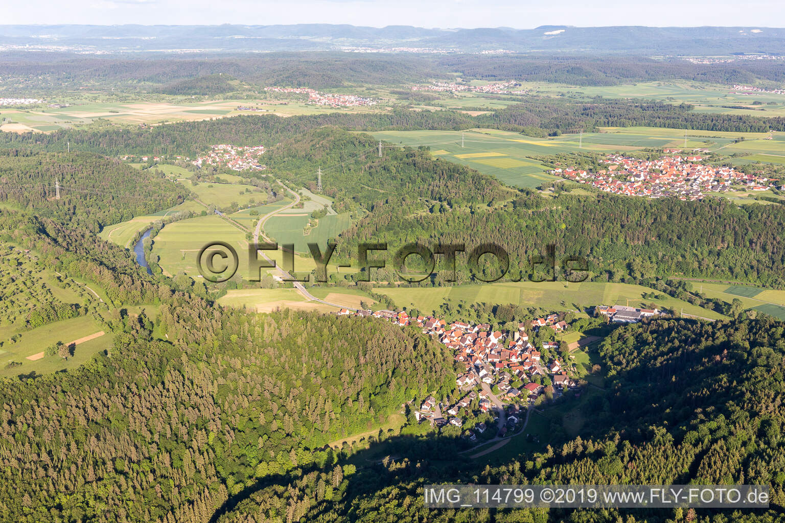 Luftaufnahme von Obernau im Bundesland Baden-Württemberg, Deutschland