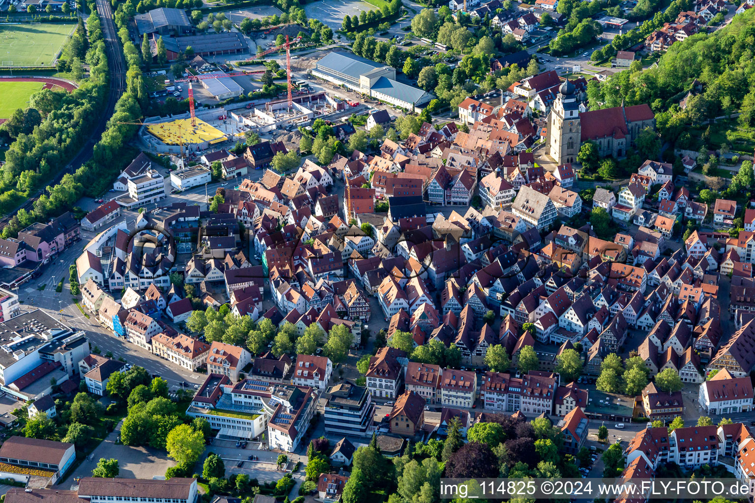 Altstadtbereich und Innenstadtzentrum in Herrenberg im Bundesland Baden-Württemberg, Deutschland
