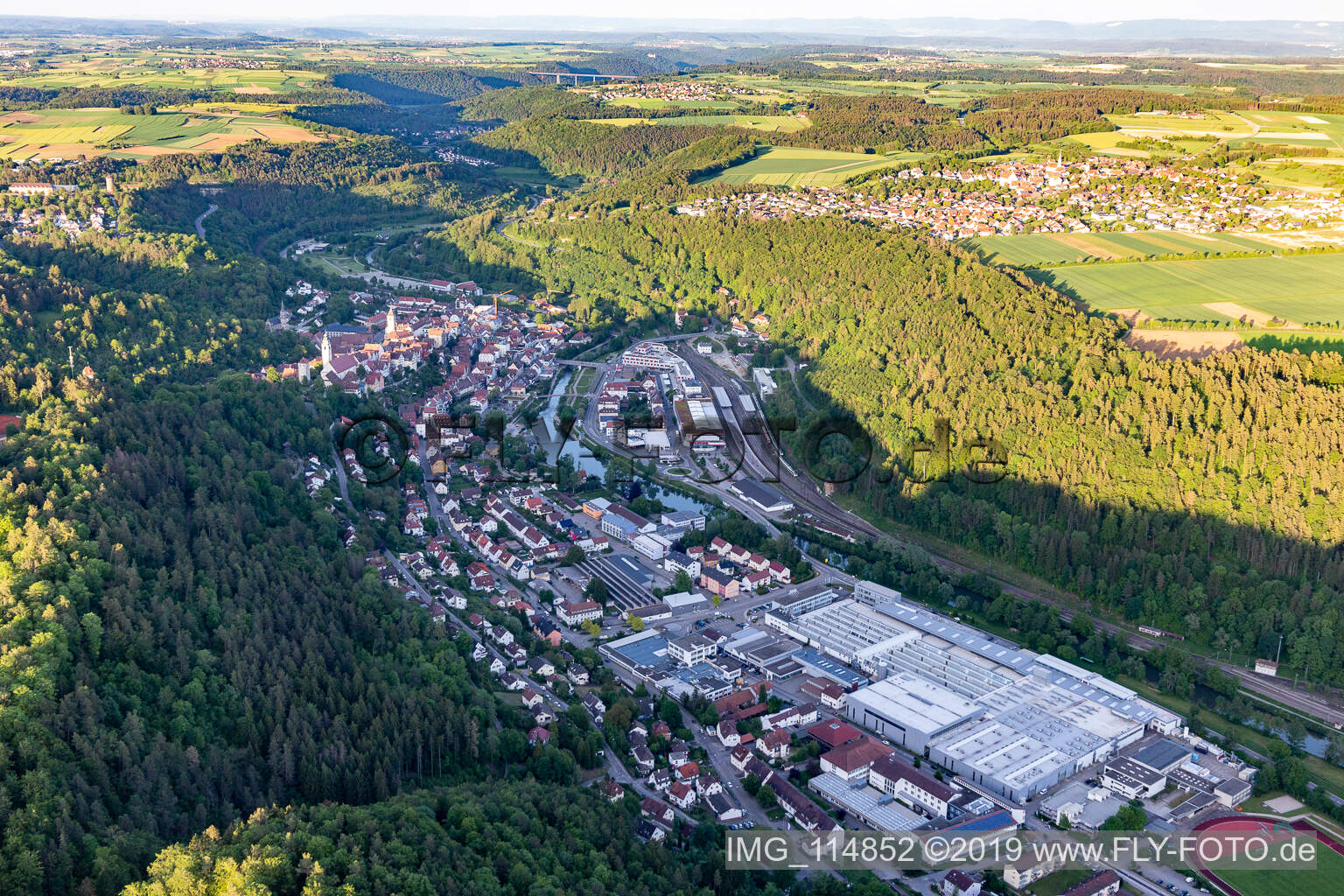 Schrägluftbild von Horb am Neckar im Bundesland Baden-Württemberg, Deutschland