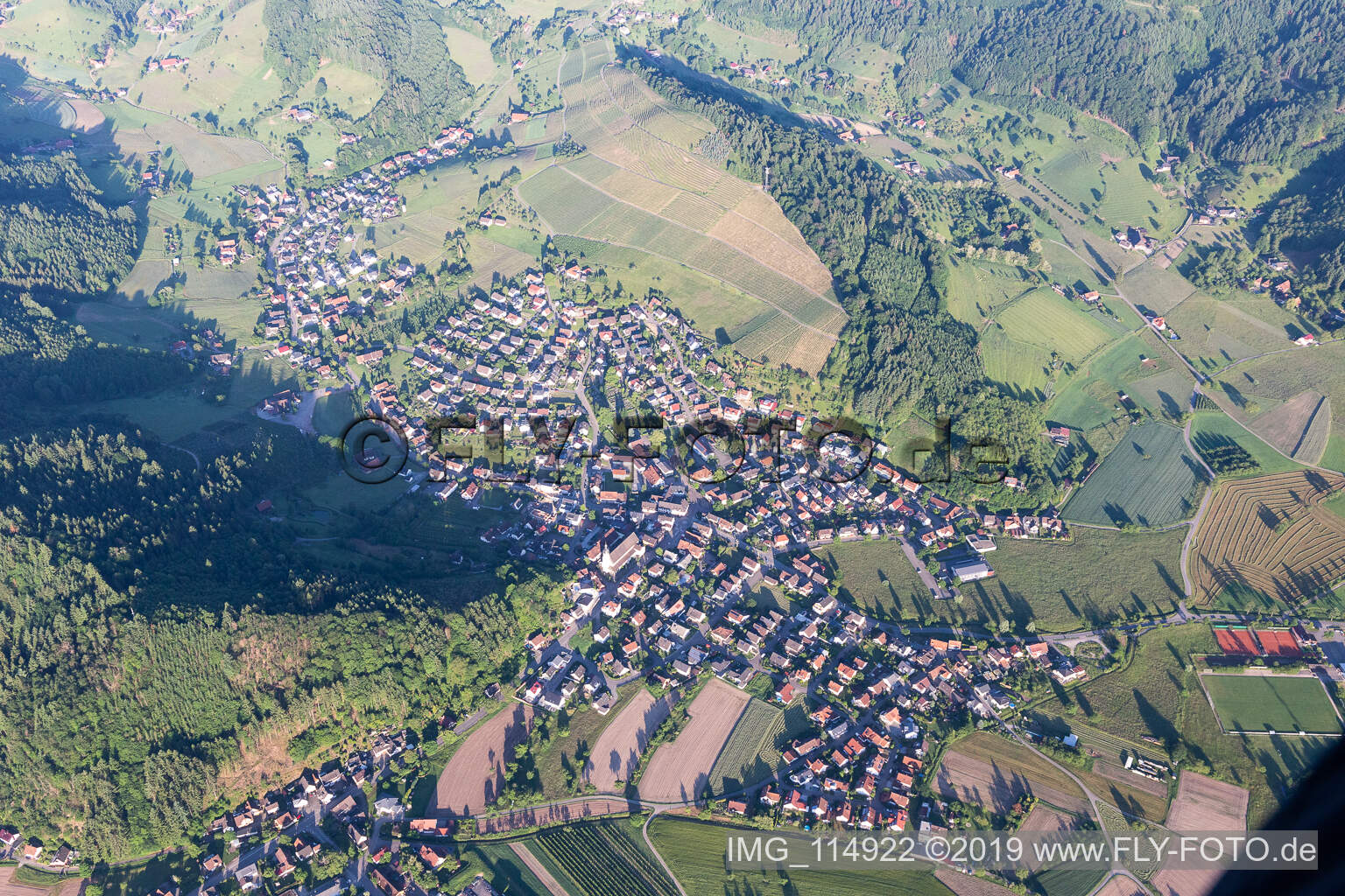 Luftaufnahme von Berghaupten im Bundesland Baden-Württemberg, Deutschland