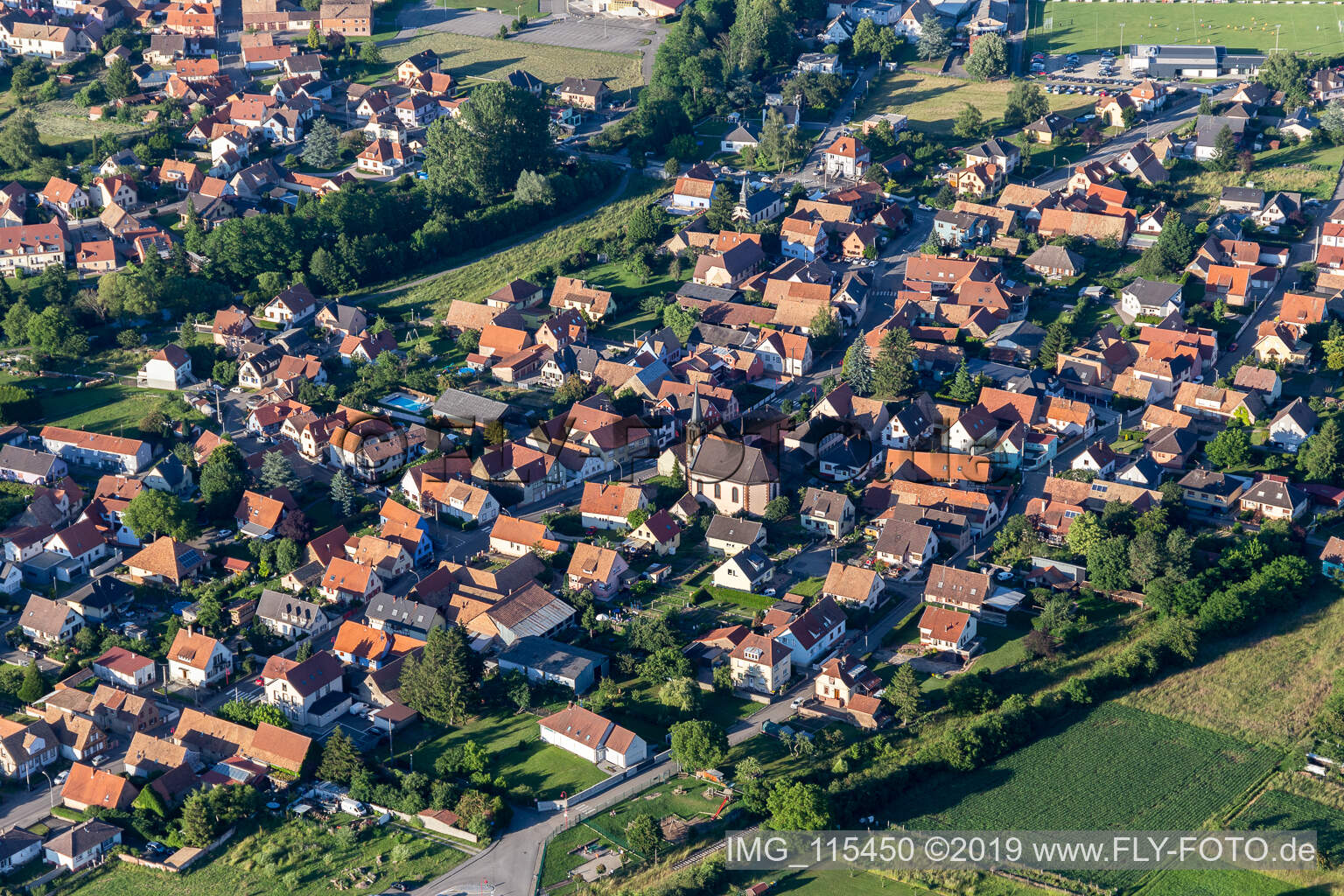 Niedermodern im Bundesland Bas-Rhin, Frankreich von oben