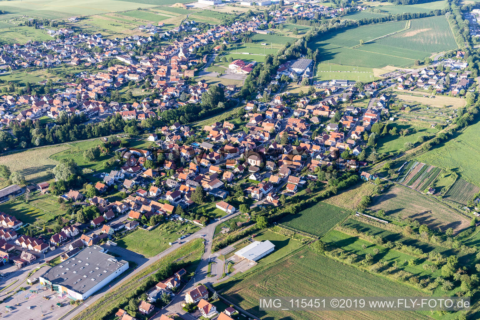 Niedermodern im Bundesland Bas-Rhin, Frankreich aus der Luft