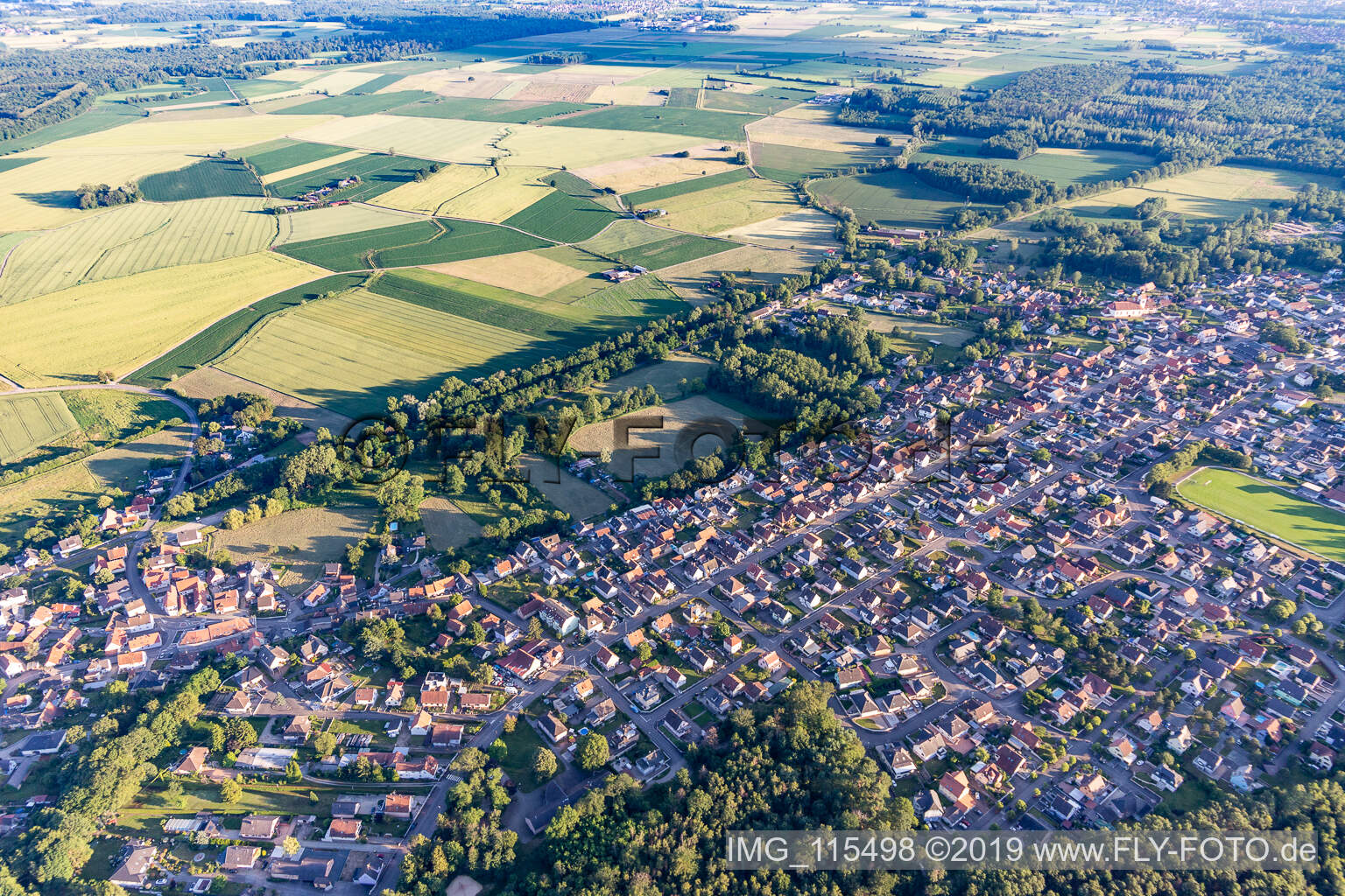Schirrhoffen im Bundesland Bas-Rhin, Frankreich aus der Luft