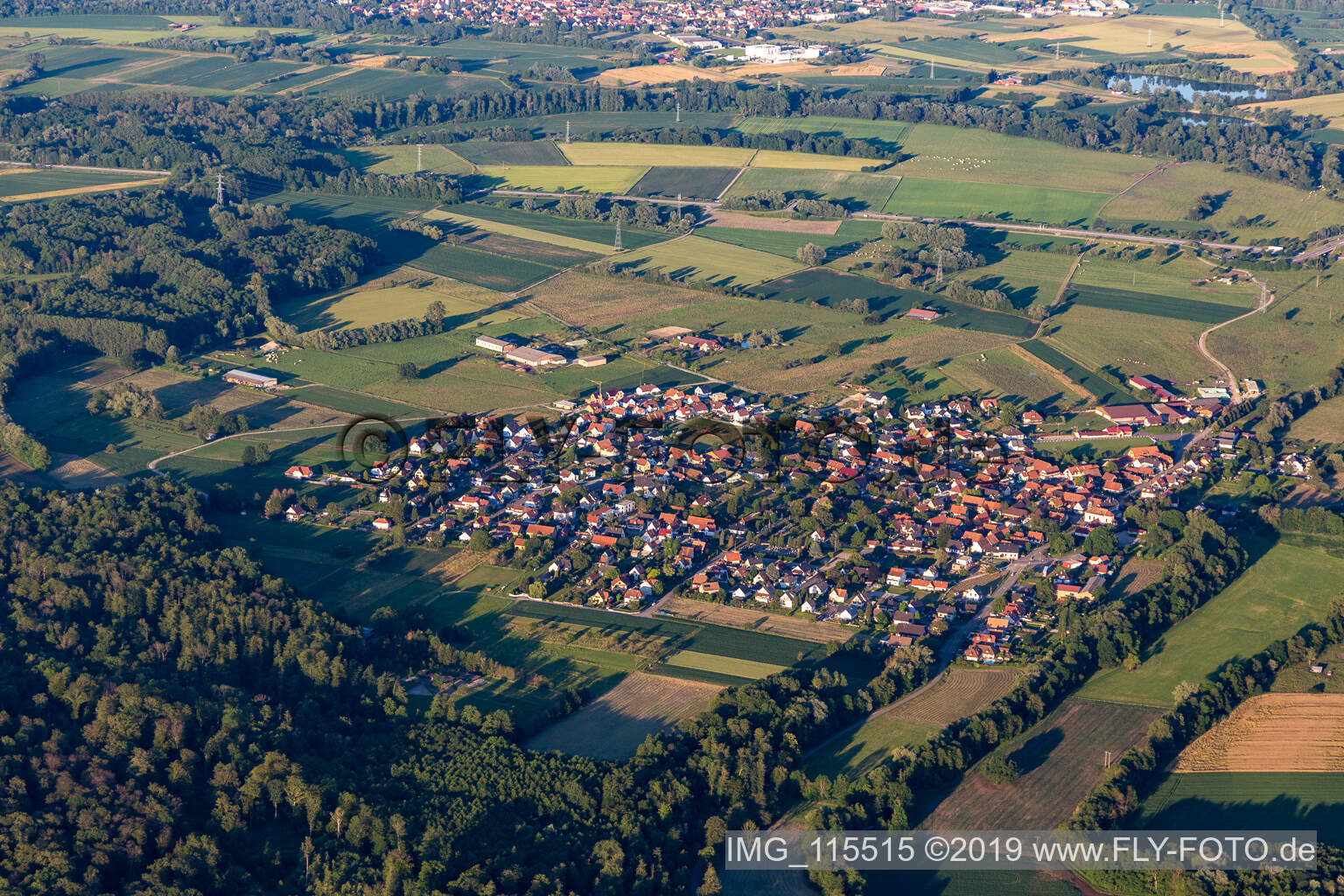 Forstfeld im Bundesland Bas-Rhin, Frankreich vom Flugzeug aus