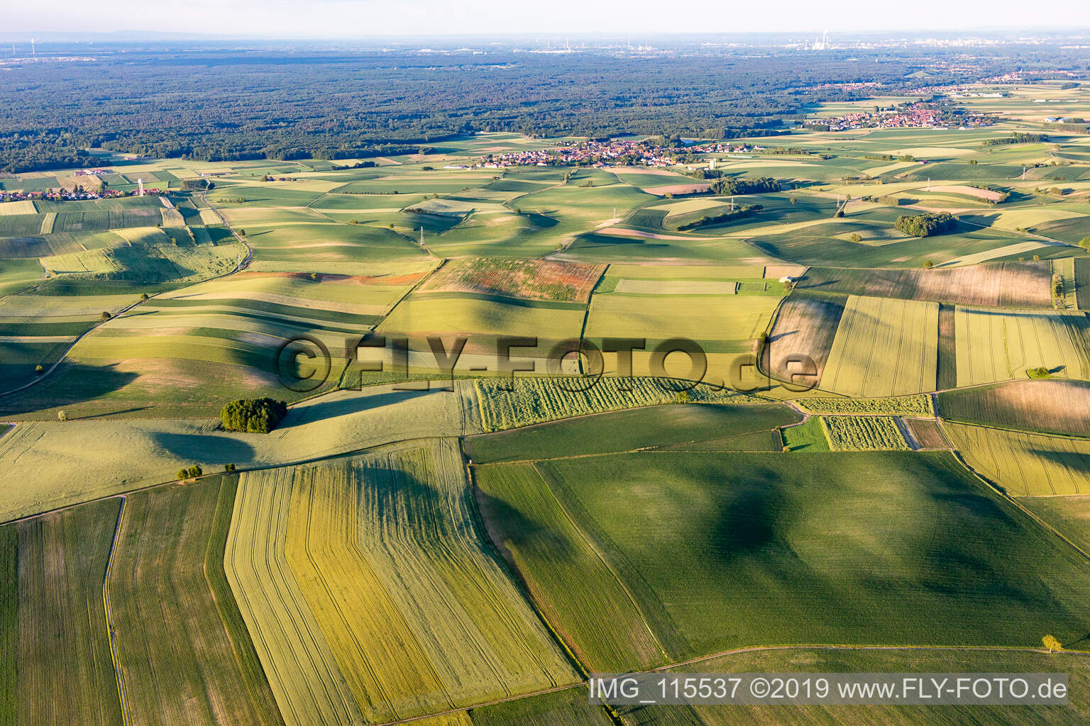 Luftbild von Seebach im Bundesland Bas-Rhin, Frankreich