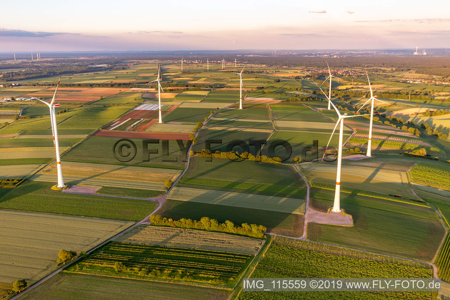 Luftbild von WKA in Freckenfeld im Bundesland Rheinland-Pfalz, Deutschland