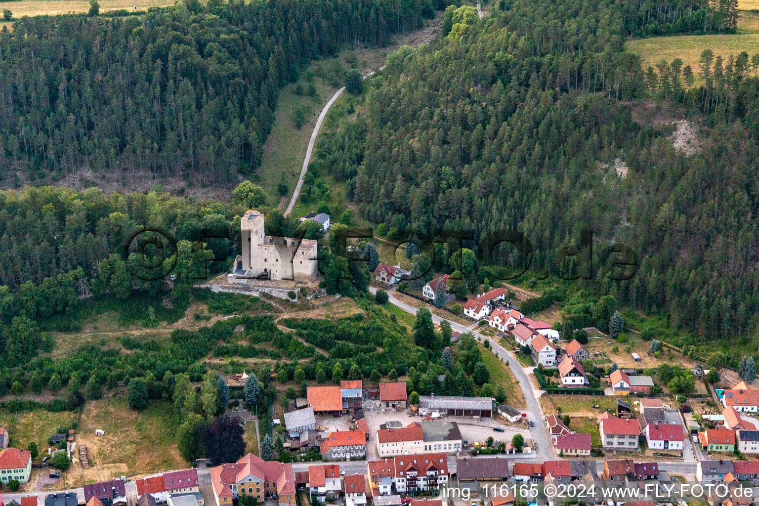 Luftbild von Burgruine Liebenstein in Geratal im Bundesland Thüringen, Deutschland