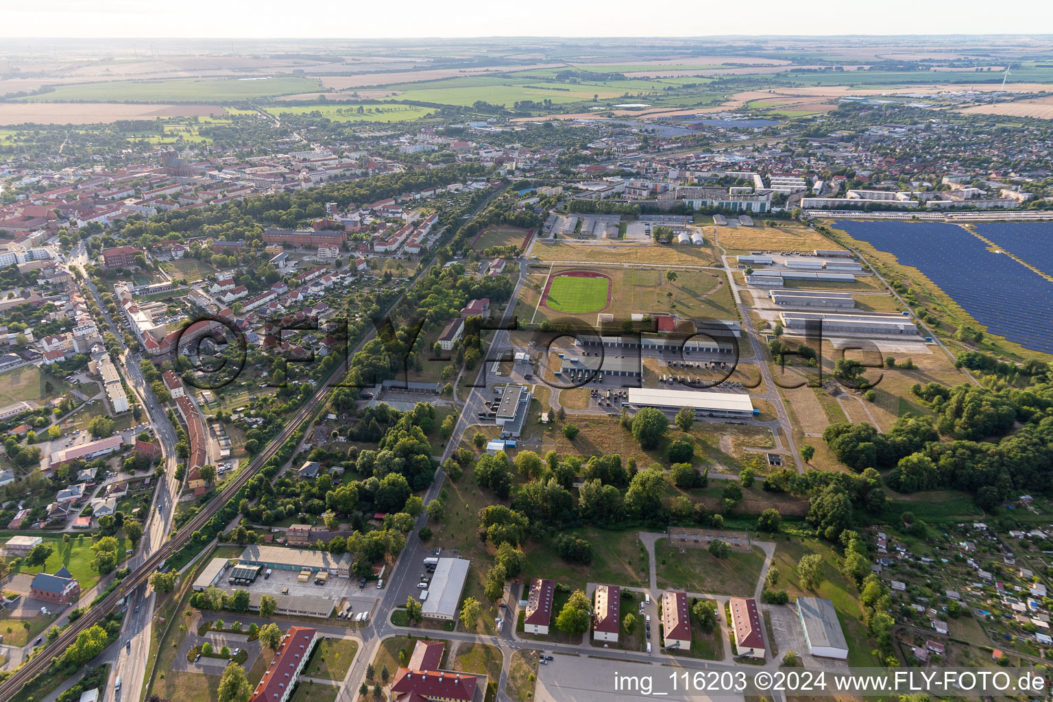 Luftbild von Uckermarkkaserne in Prenzlau im Bundesland Brandenburg, Deutschland