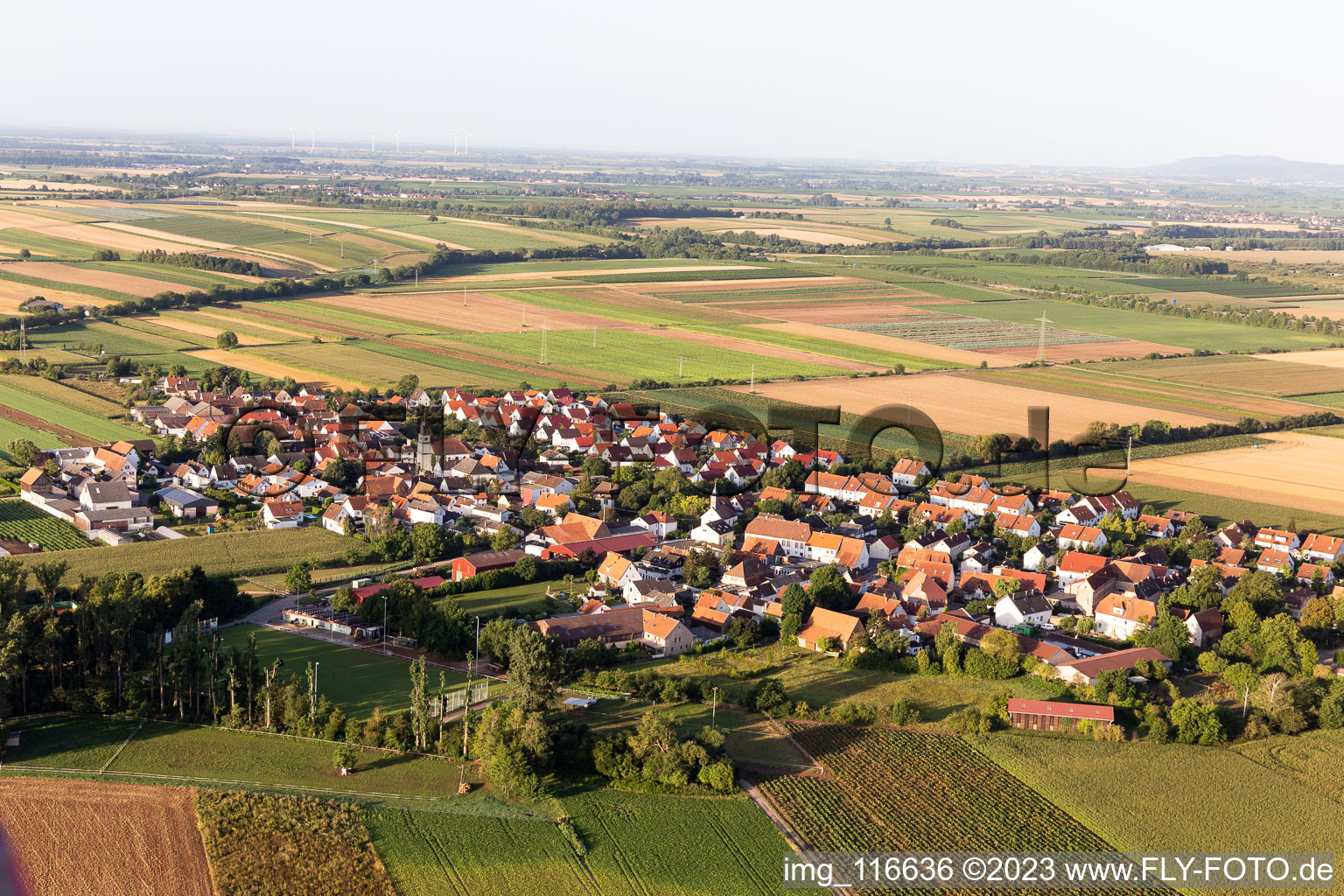 Ortsteil Mörlheim in Landau in der Pfalz im Bundesland Rheinland-Pfalz, Deutschland von oben