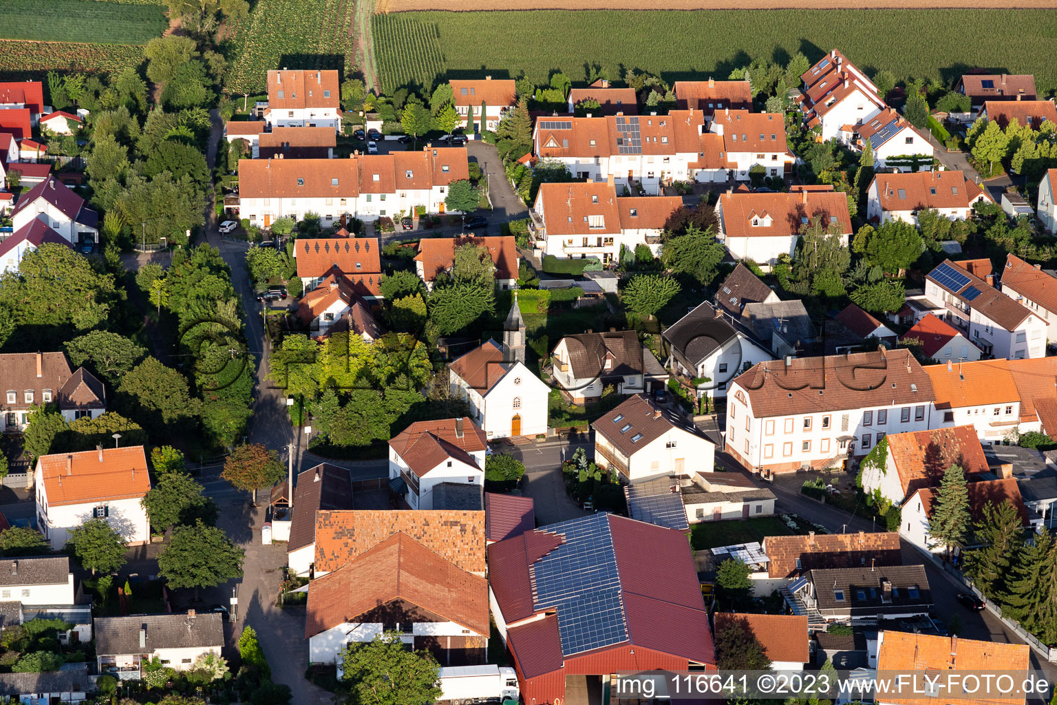 Ortsteil Mörlheim in Landau in der Pfalz im Bundesland Rheinland-Pfalz, Deutschland von oben gesehen