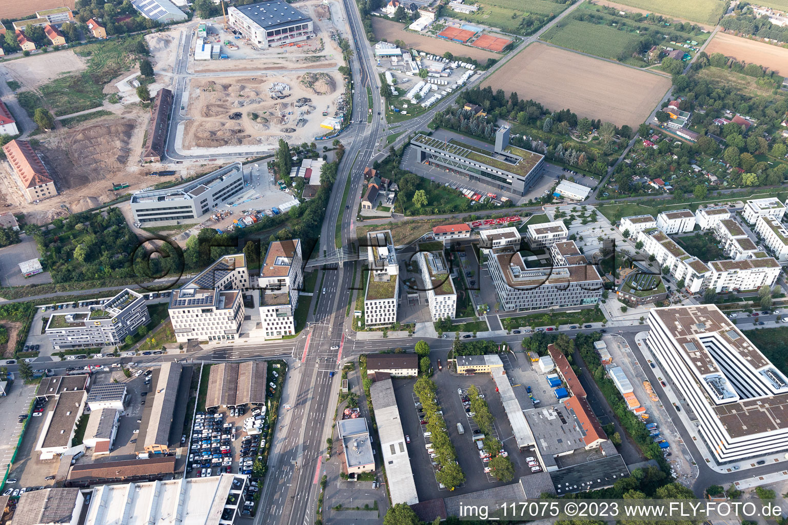Luftbild von Speyerer Straße im Ortsteil Bahnstadt in Heidelberg im Bundesland Baden-Württemberg, Deutschland