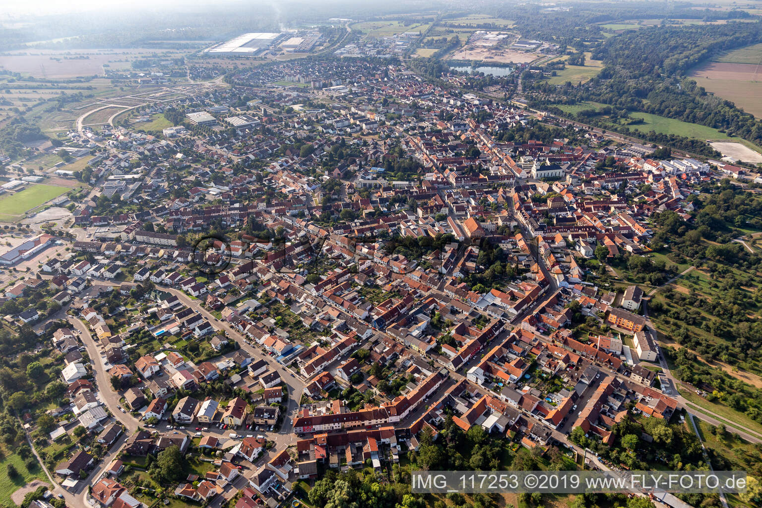 Luftbild von Philippsburg im Bundesland Baden-Württemberg, Deutschland