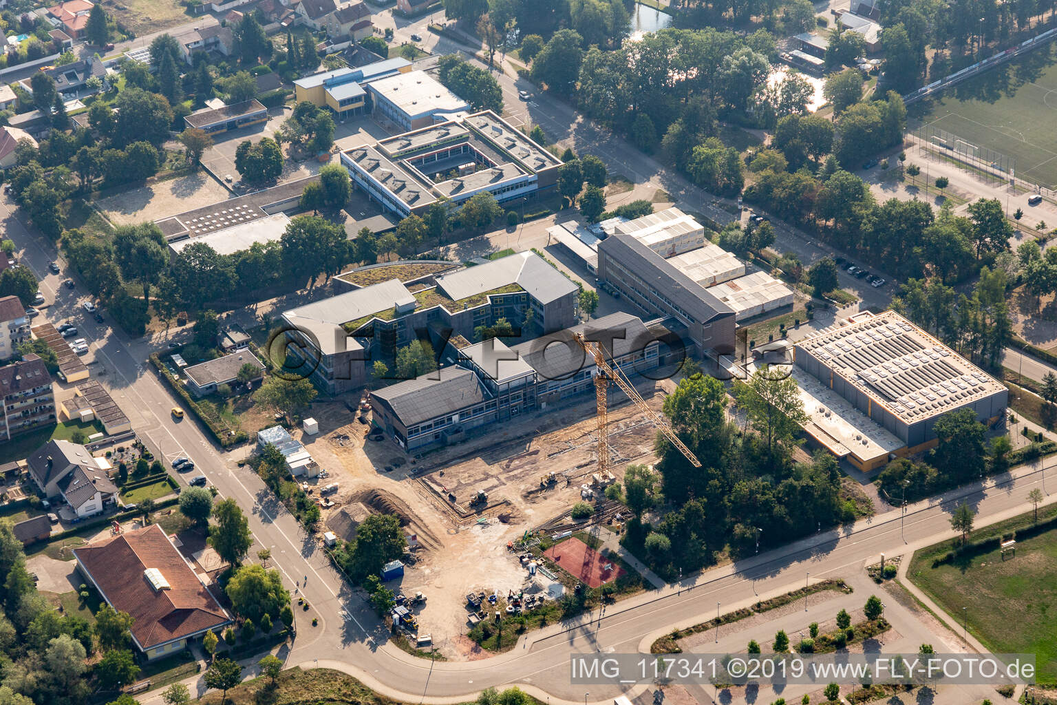 Luftbild von IGS Kandel, Baustelle im Bundesland Rheinland-Pfalz, Deutschland