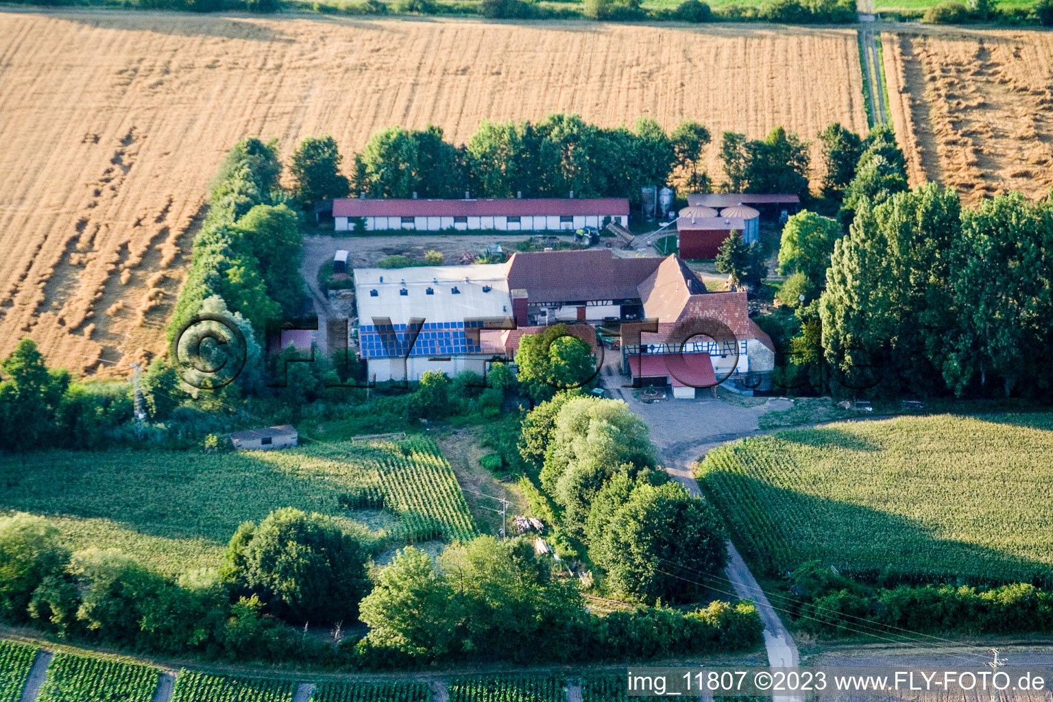 Drohnenbild von Kandel, am Erlenbach, Leistenmühle im Bundesland Rheinland-Pfalz, Deutschland