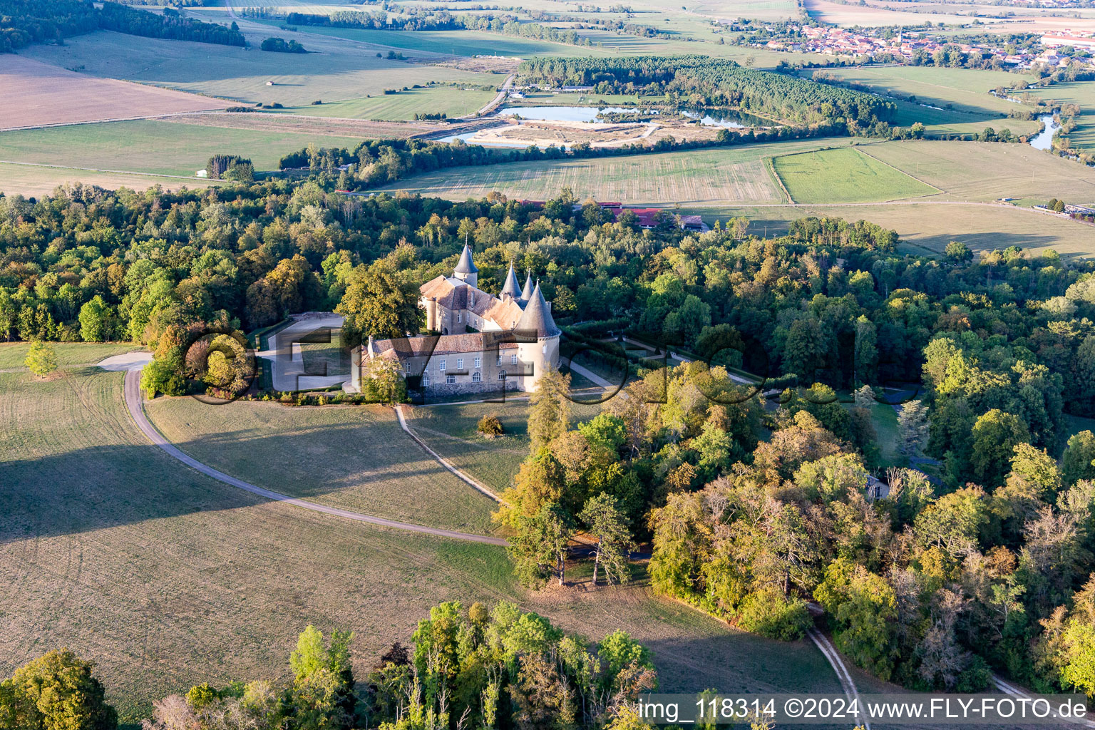 Luftaufnahme von Chateau de Bourlémont in Frebécourt im Bundesland Vosges, Frankreich